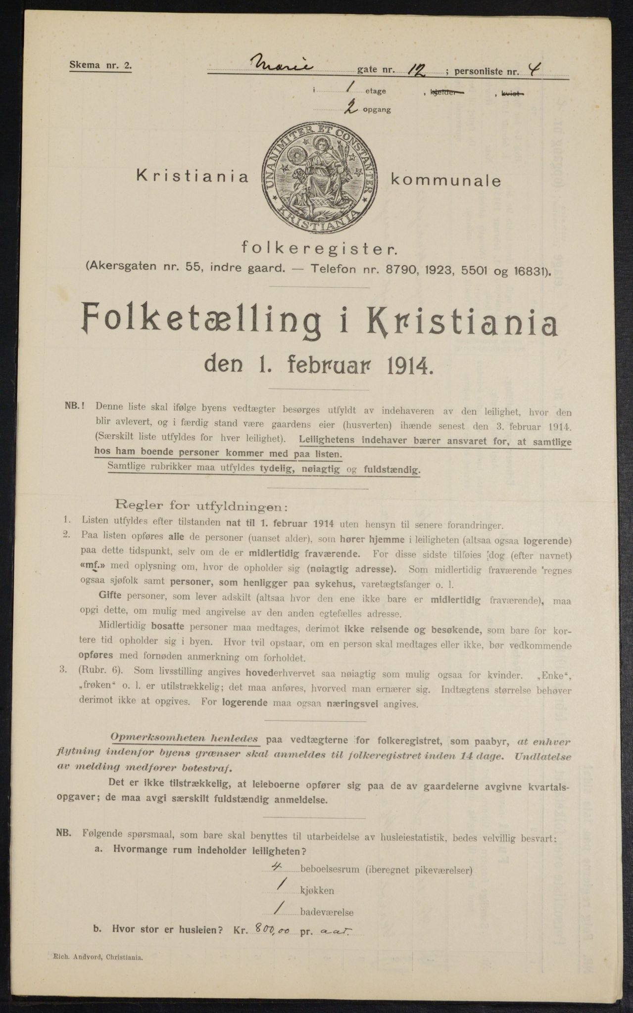 OBA, Municipal Census 1914 for Kristiania, 1914, p. 62892