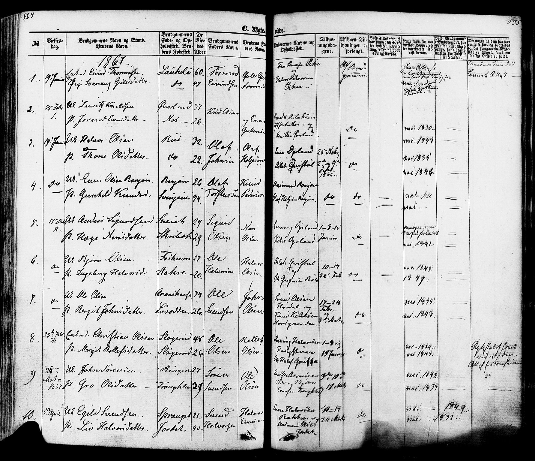 Seljord kirkebøker, SAKO/A-20/F/Fa/L0013: Parish register (official) no. I 13, 1866-1876, p. 534-535