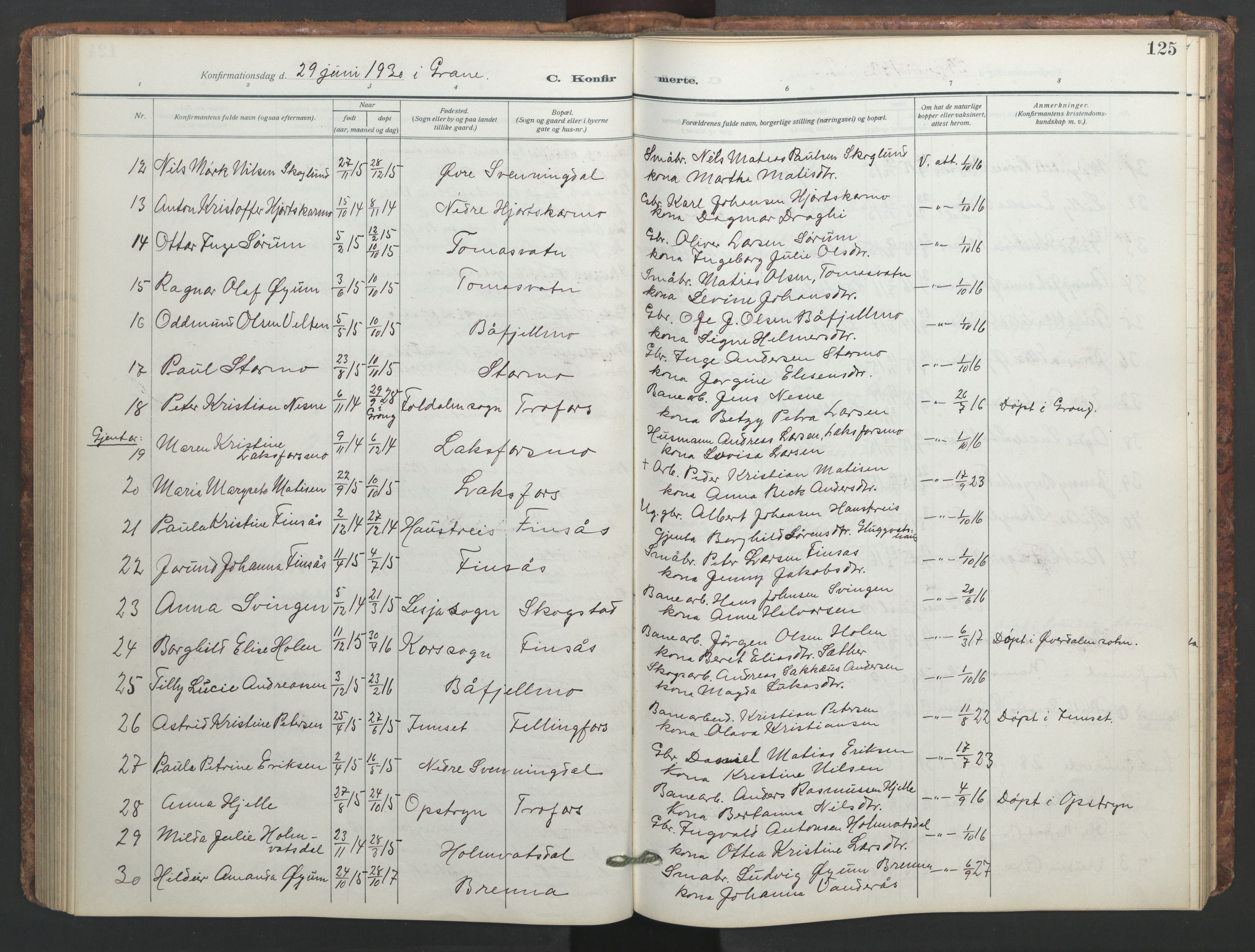Ministerialprotokoller, klokkerbøker og fødselsregistre - Nordland, SAT/A-1459/824/L0341: Parish register (copy) no. 824C01, 1916-1957, p. 125