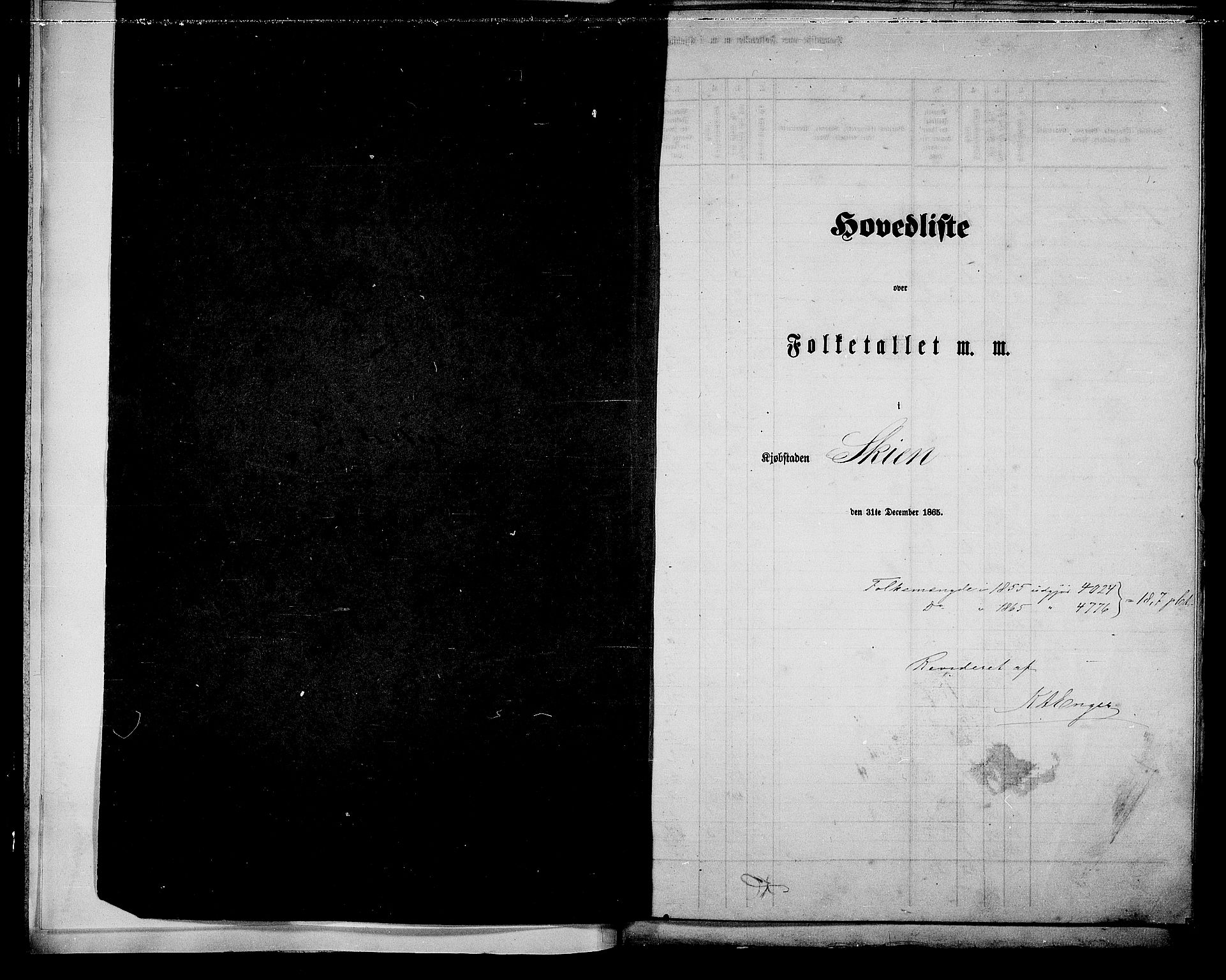 RA, 1865 census for Skien, 1865, p. 4