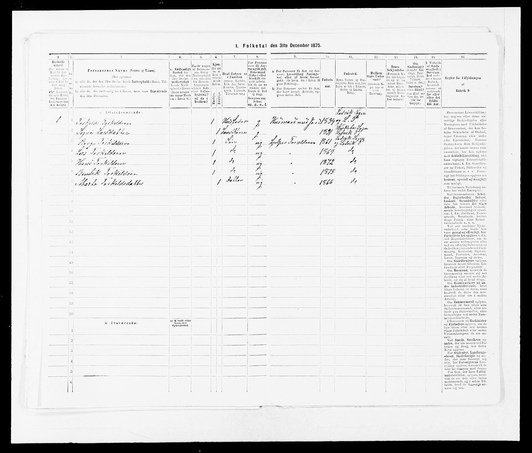 SAB, 1875 census for 1415P Lavik, 1875, p. 273