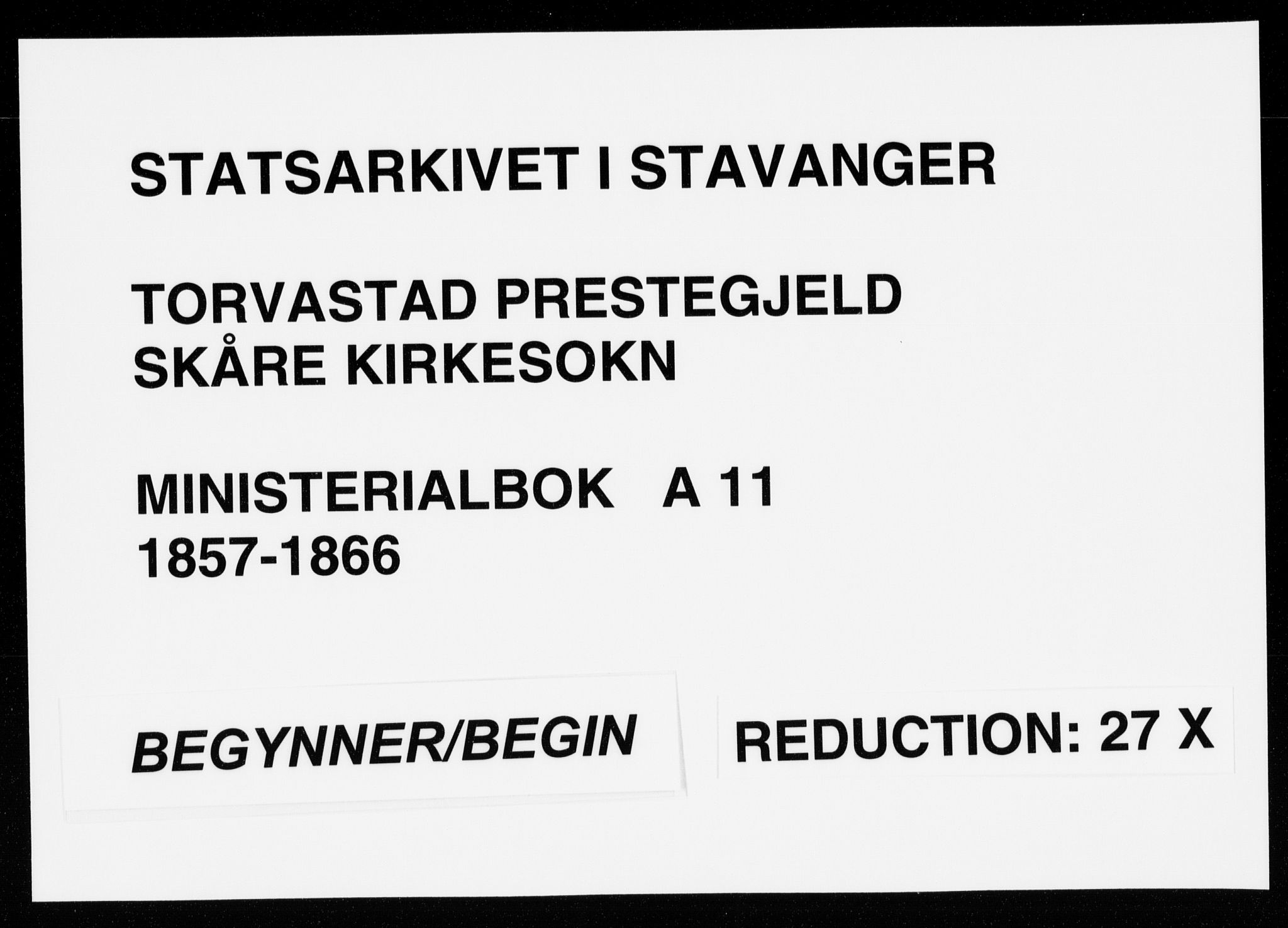 Torvastad sokneprestkontor, SAST/A -101857/H/Ha/Haa/L0011: Parish register (official) no. A 11, 1857-1866