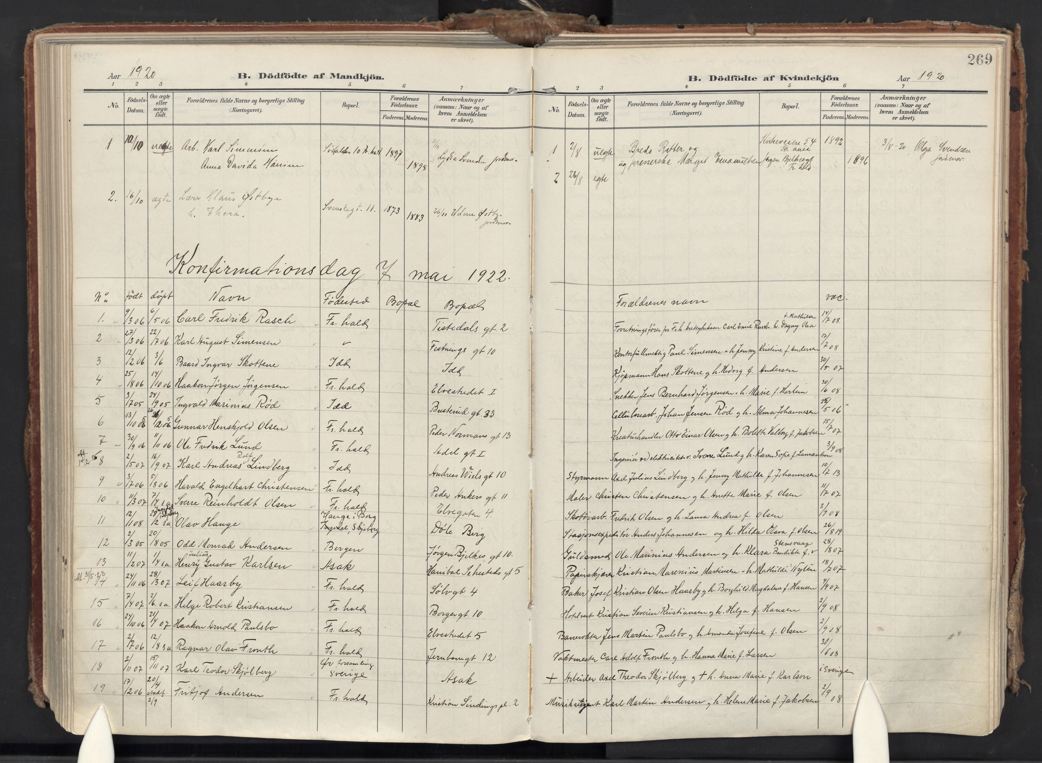 Halden prestekontor Kirkebøker, SAO/A-10909/F/Fa/L0015: Parish register (official) no. I 15, 1907-1925, p. 269