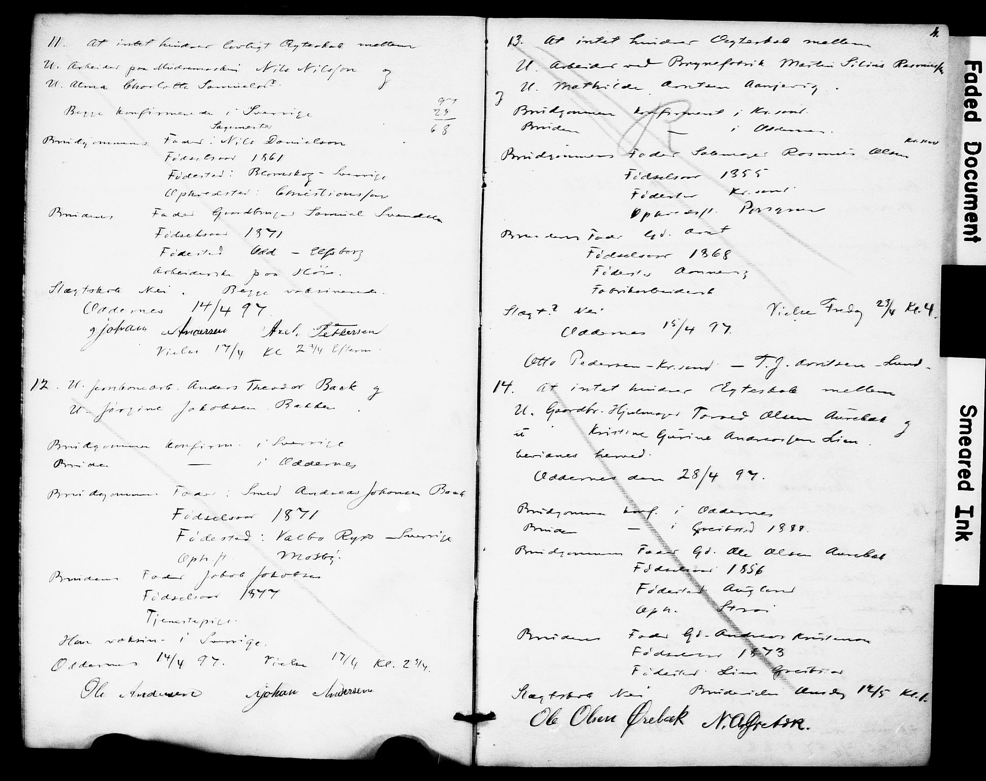 Oddernes sokneprestkontor, AV/SAK-1111-0033/F/Fe/L0001/0001: Banns register no. A VI 12, 1897-1905, p. 4