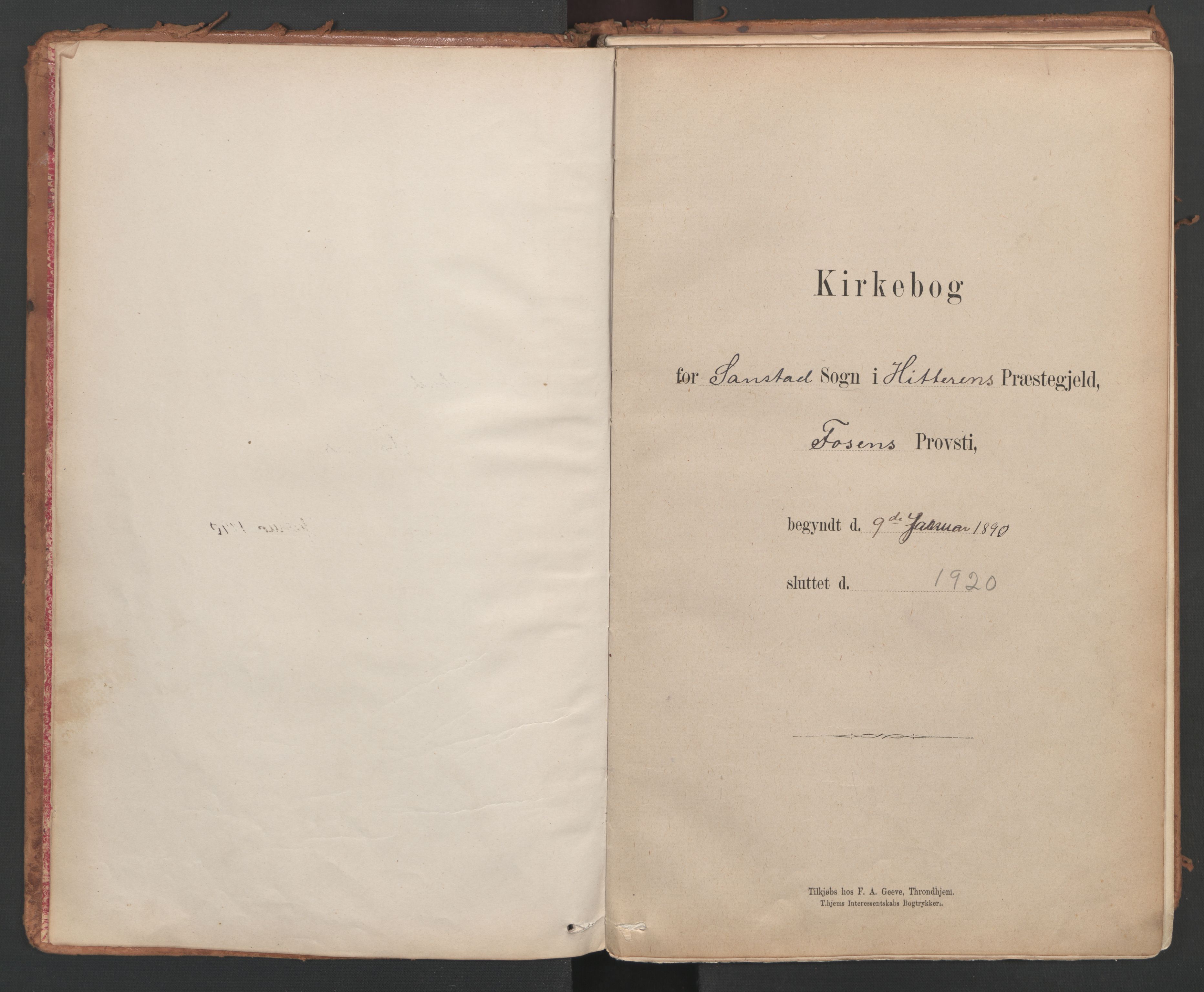 Ministerialprotokoller, klokkerbøker og fødselsregistre - Sør-Trøndelag, AV/SAT-A-1456/639/L0572: Parish register (official) no. 639A01, 1890-1920