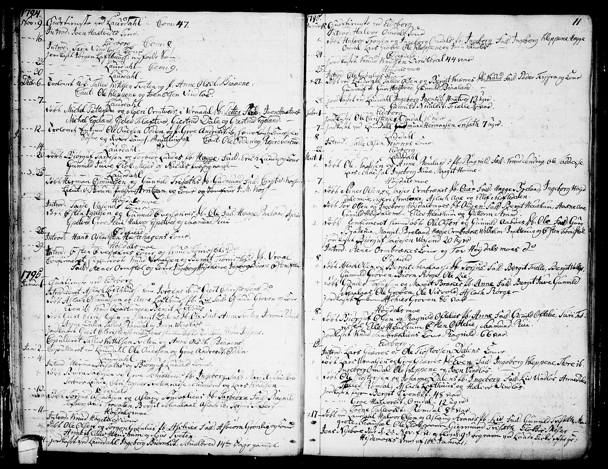 Lårdal kirkebøker, AV/SAKO-A-284/F/Fa/L0004: Parish register (official) no. I 4, 1790-1814, p. 11