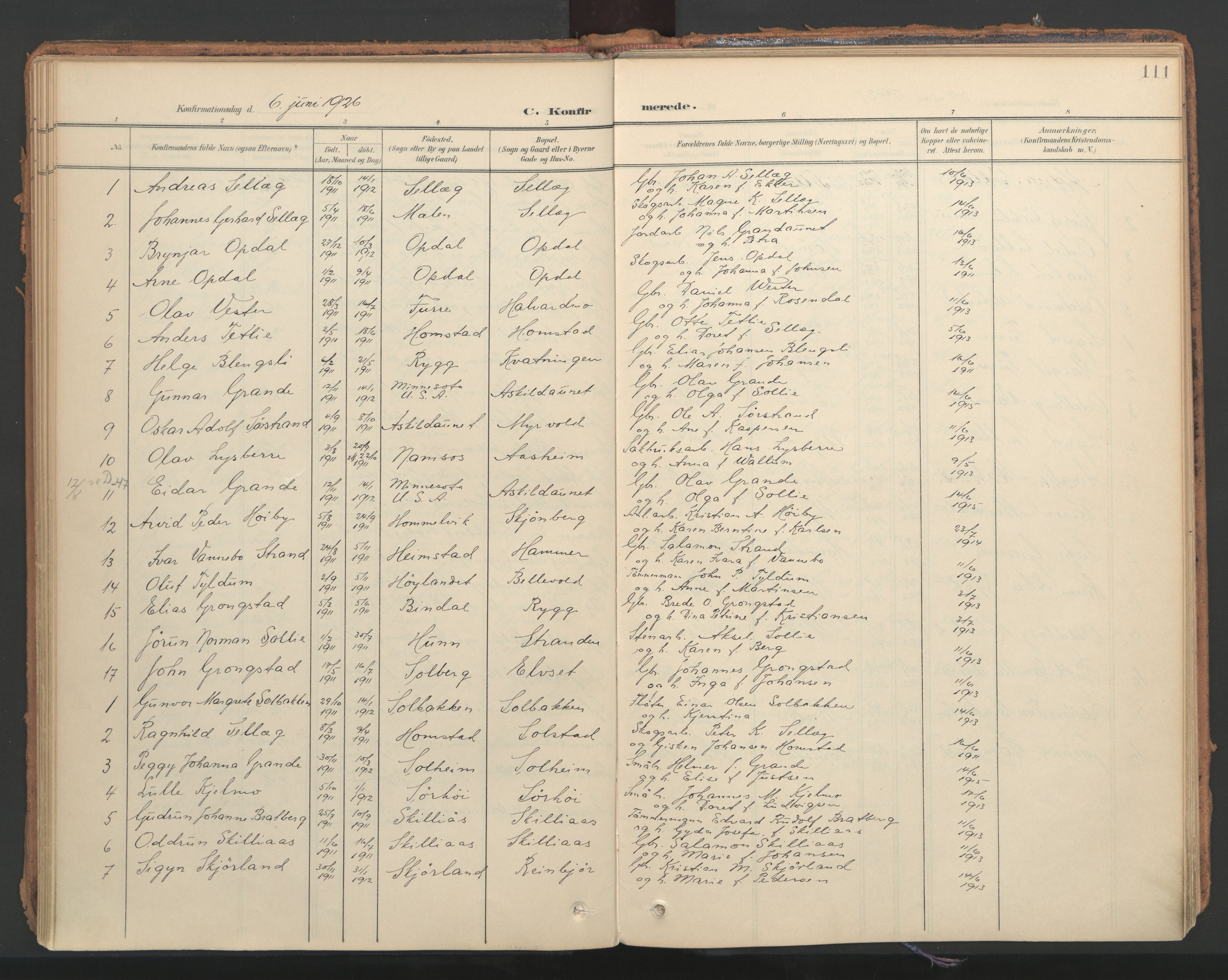 Ministerialprotokoller, klokkerbøker og fødselsregistre - Nord-Trøndelag, SAT/A-1458/766/L0564: Parish register (official) no. 767A02, 1900-1932, p. 111
