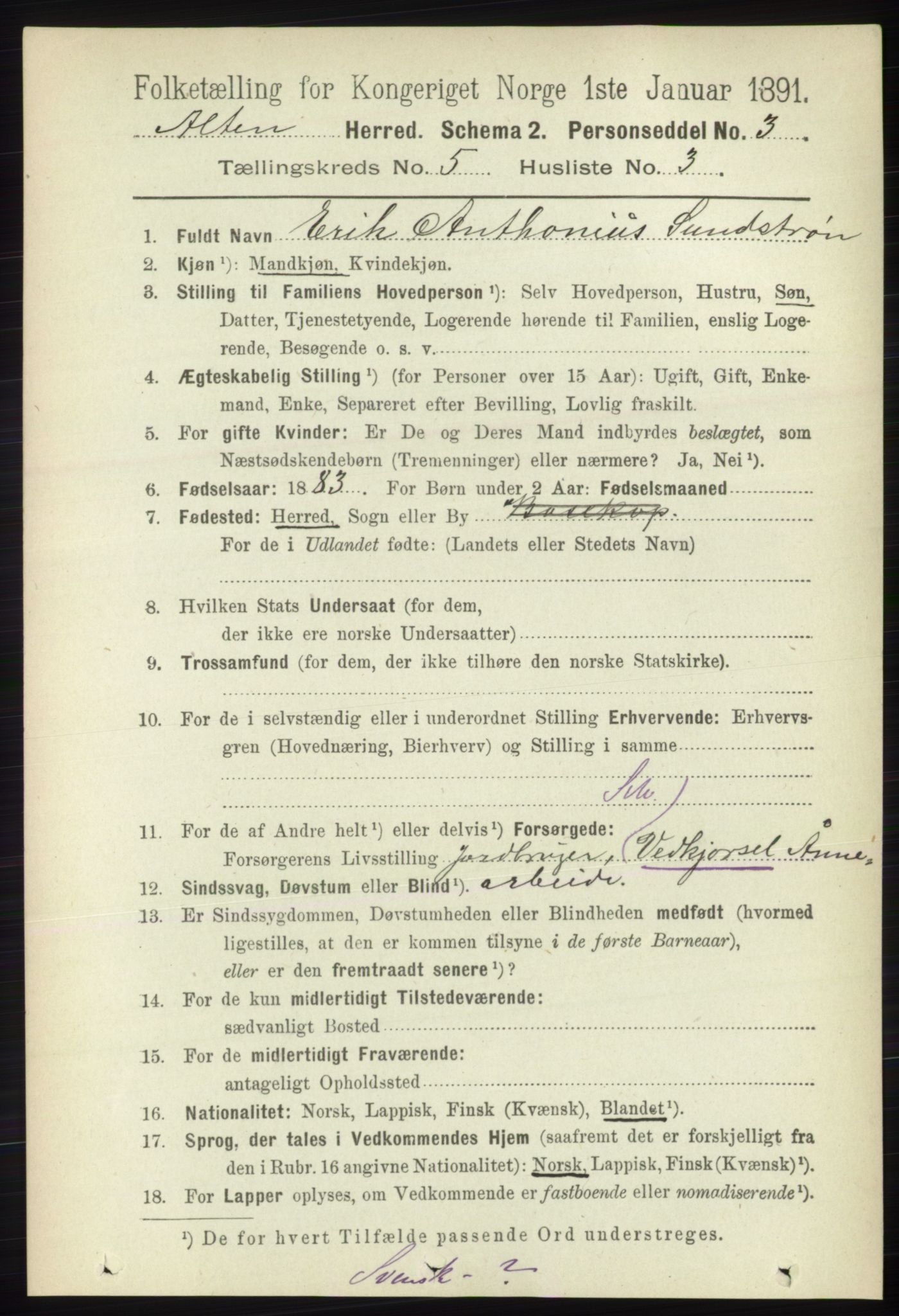 RA, 1891 census for 2012 Alta, 1891, p. 1662
