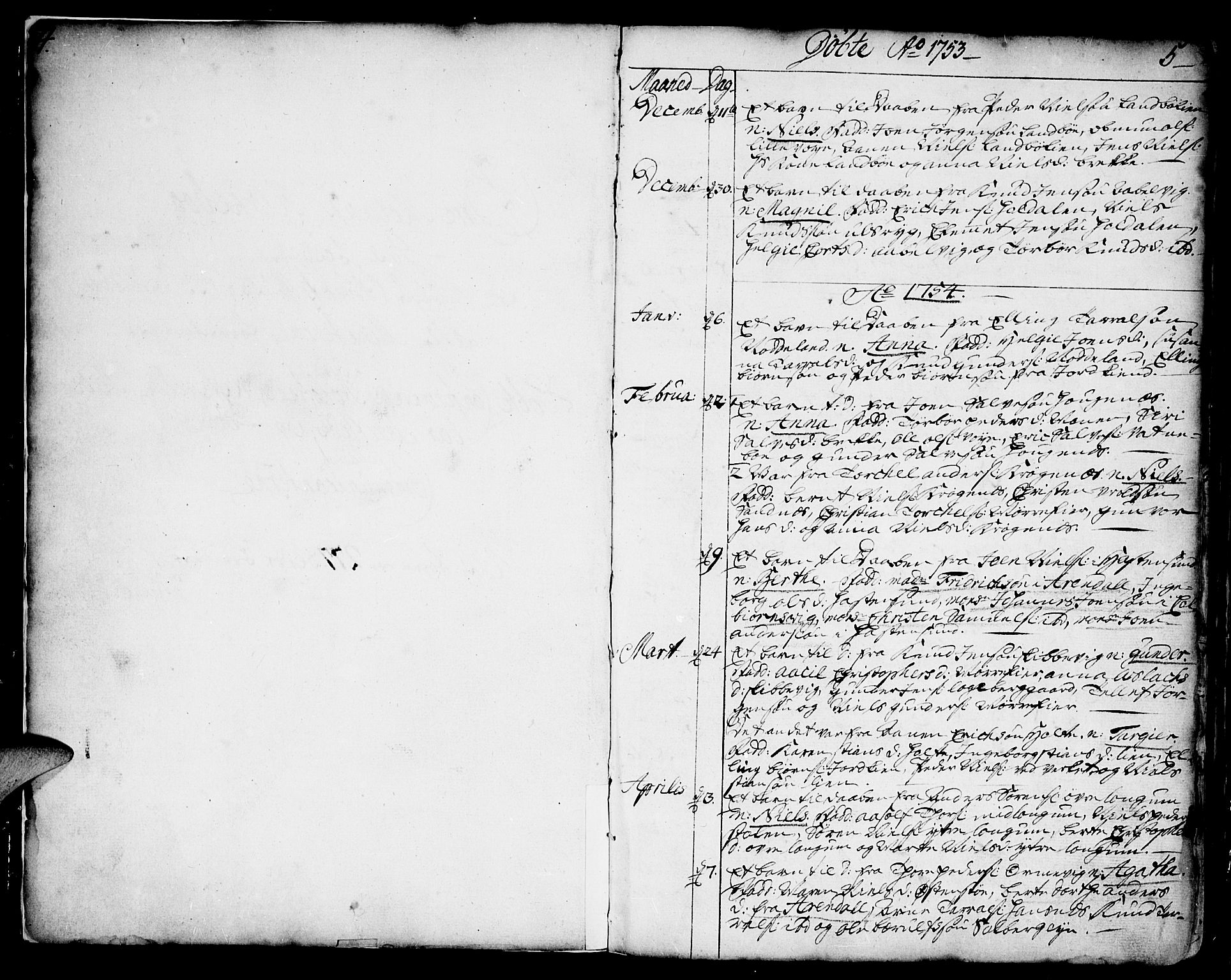 Austre Moland sokneprestkontor, SAK/1111-0001/F/Fa/Faa/L0002: Parish register (official) no. A 2, 1747-1808, p. 4-5