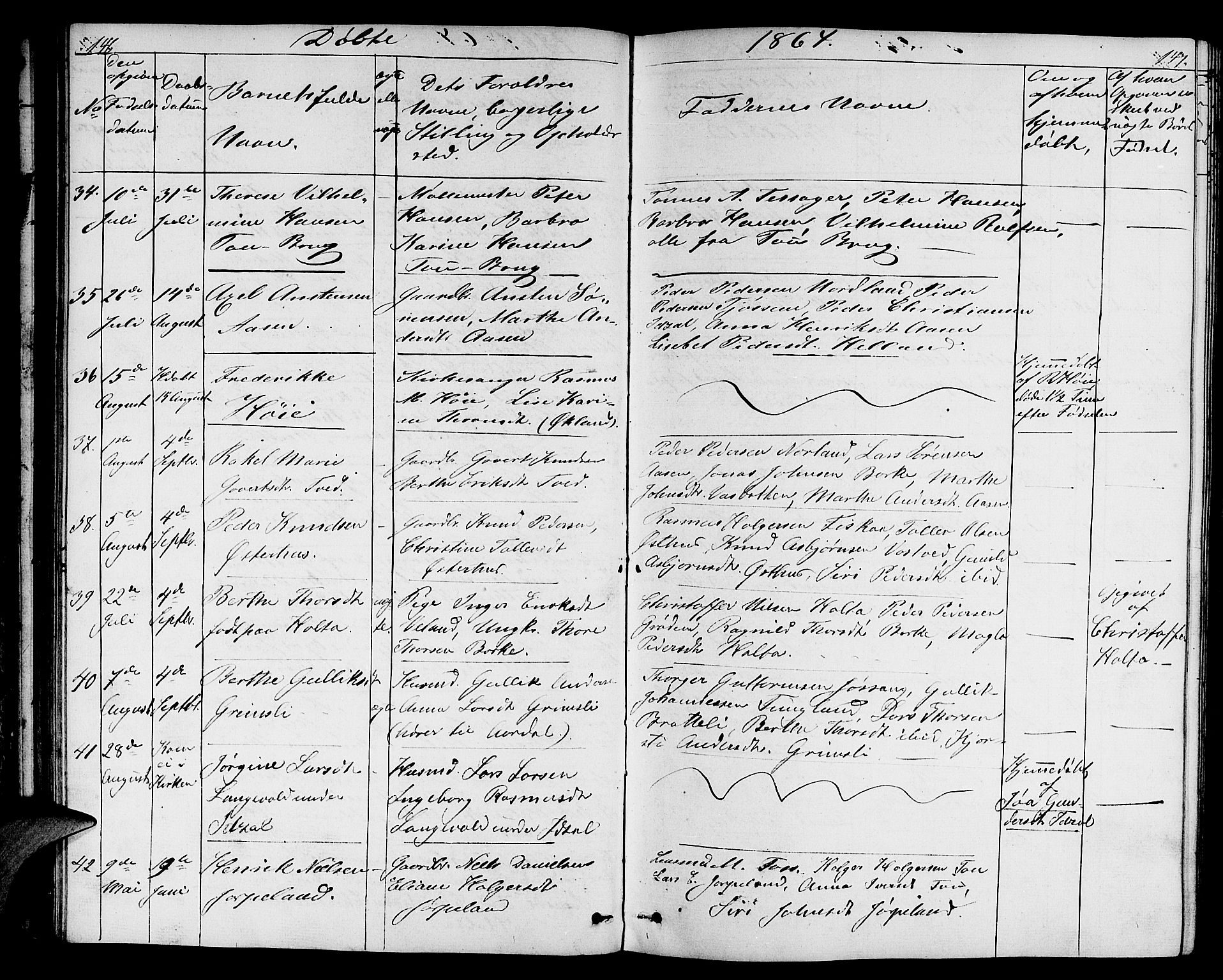 Strand sokneprestkontor, AV/SAST-A-101828/H/Ha/Hab/L0003: Parish register (copy) no. B 3, 1855-1881, p. 146-147