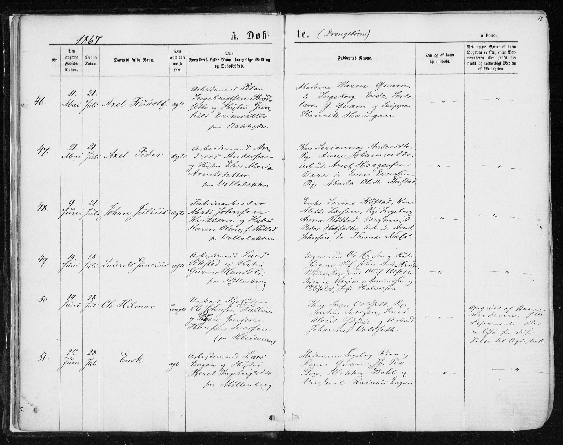 Ministerialprotokoller, klokkerbøker og fødselsregistre - Sør-Trøndelag, AV/SAT-A-1456/604/L0186: Parish register (official) no. 604A07, 1866-1877, p. 18