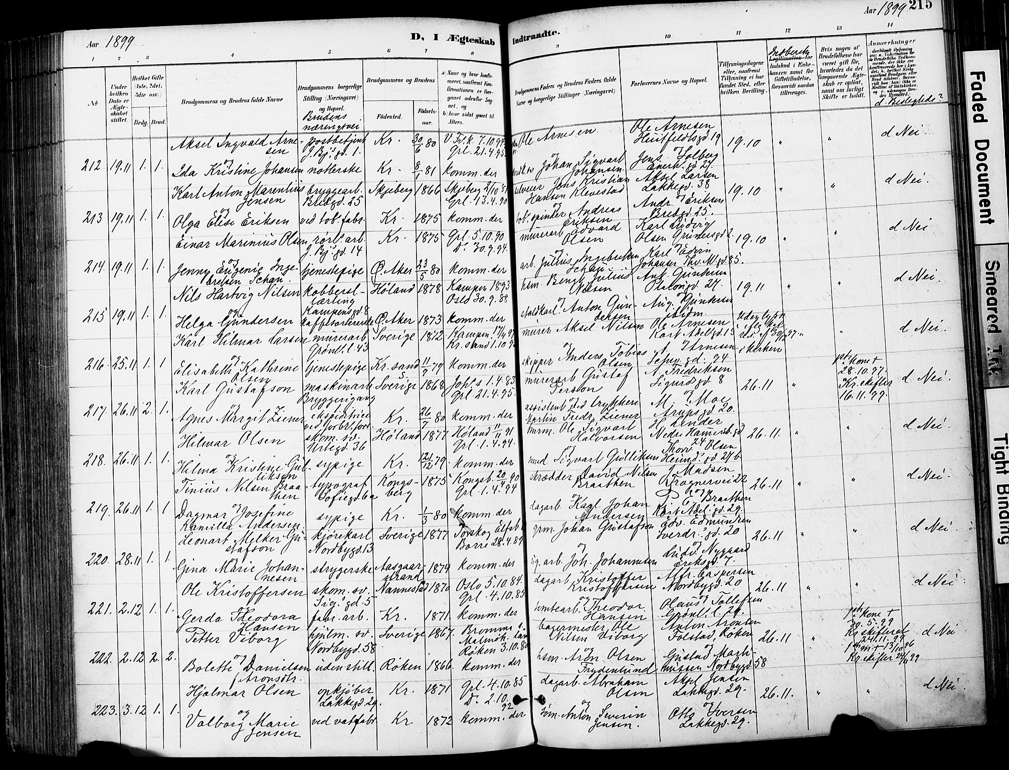 Grønland prestekontor Kirkebøker, SAO/A-10848/F/Fa/L0013: Parish register (official) no. 13, 1887-1906, p. 215