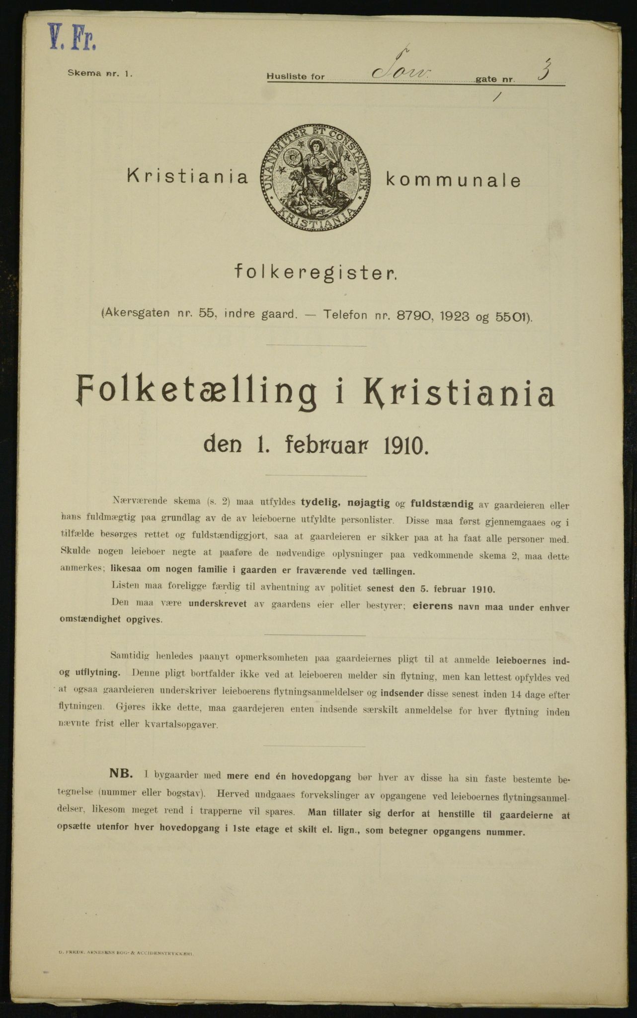 OBA, Municipal Census 1910 for Kristiania, 1910, p. 108108