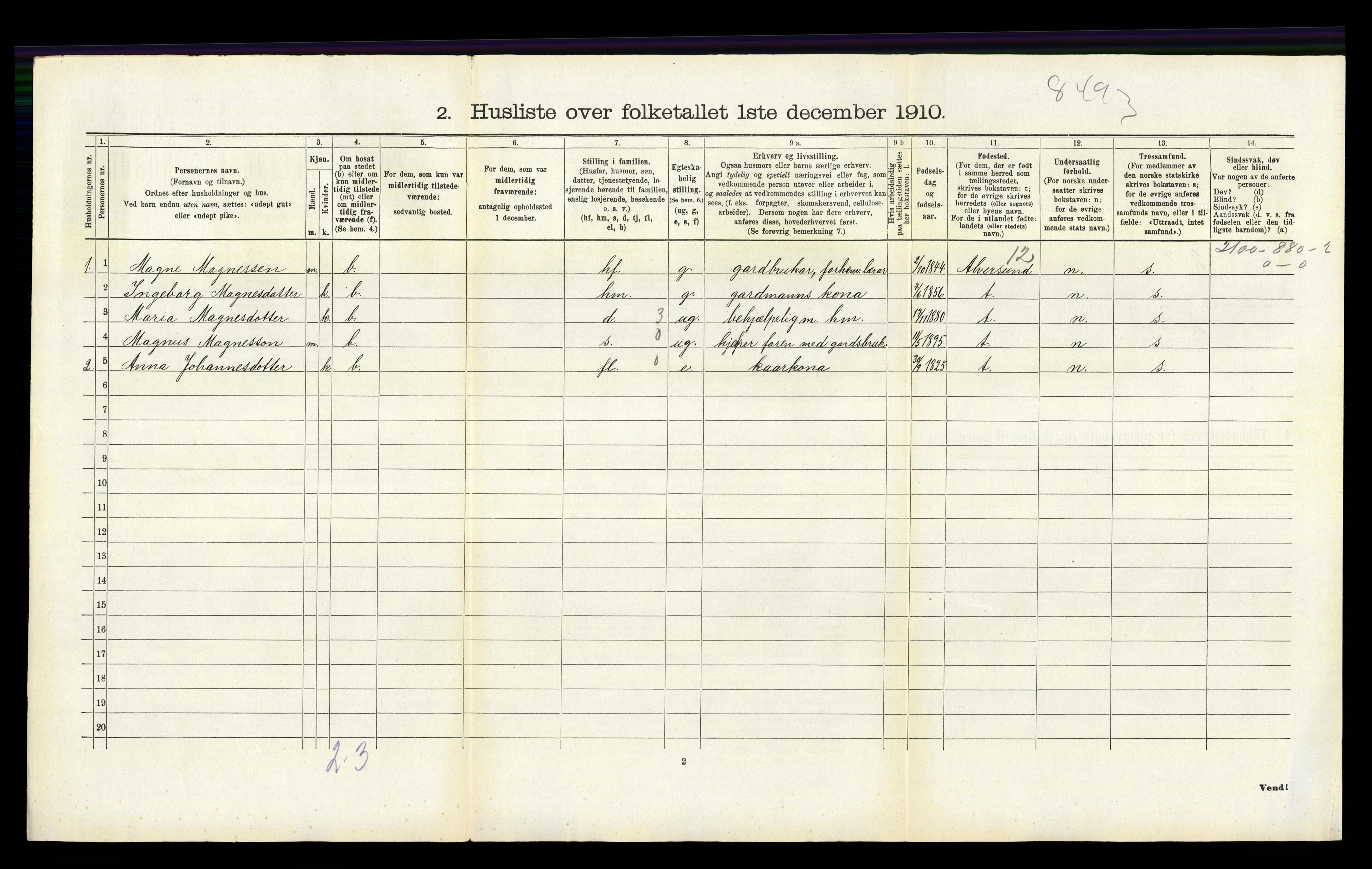 RA, 1910 census for Hamre, 1910, p. 79