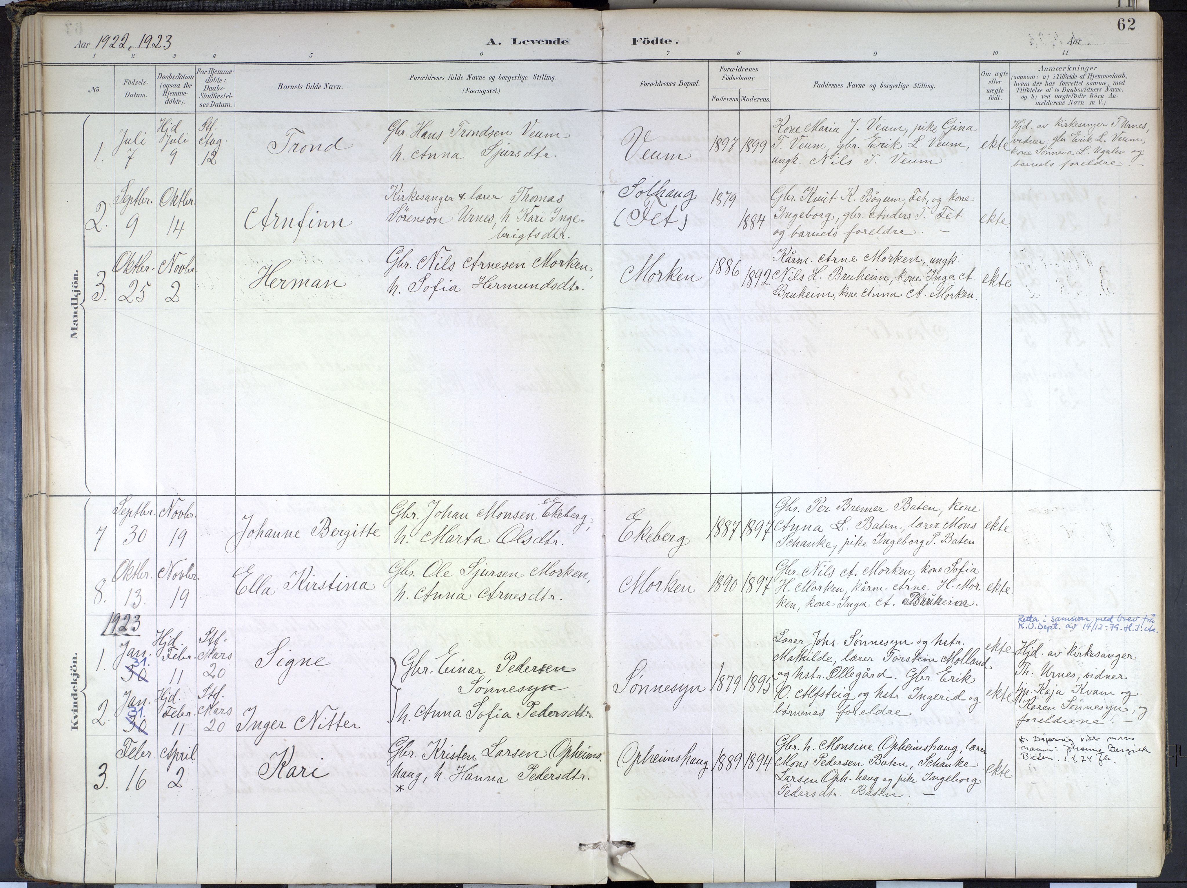 Hafslo sokneprestembete, SAB/A-80301/H/Haa/Haad/L0001: Parish register (official) no. D 1, 1886-1934, p. 62