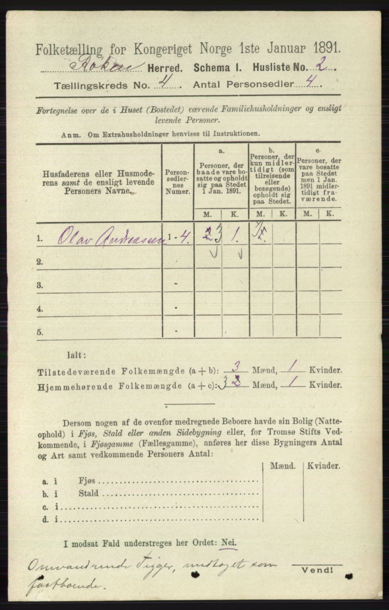 RA, 1891 census for 0627 Røyken, 1891, p. 1734