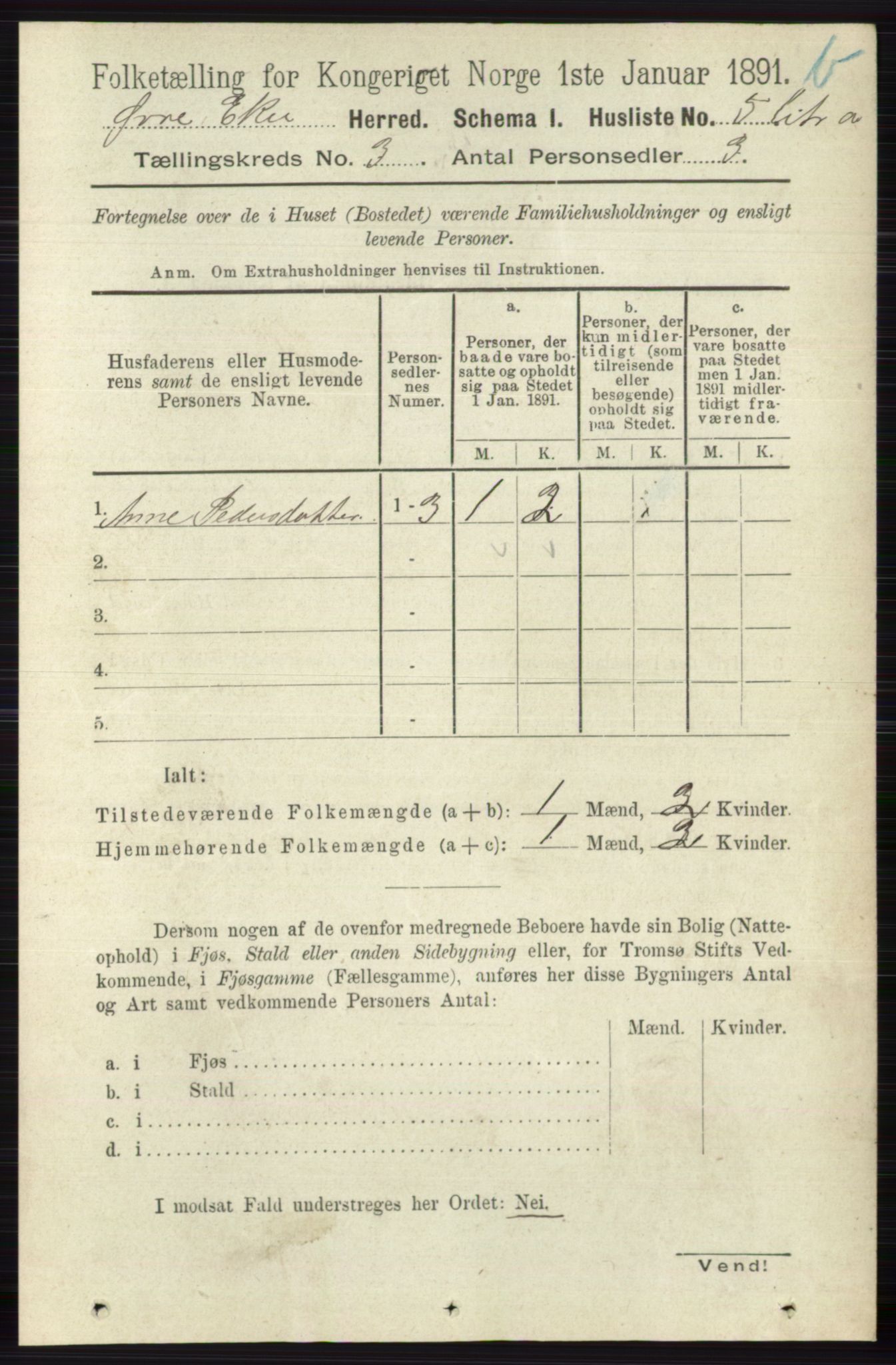 RA, 1891 census for 0624 Øvre Eiker, 1891, p. 9006