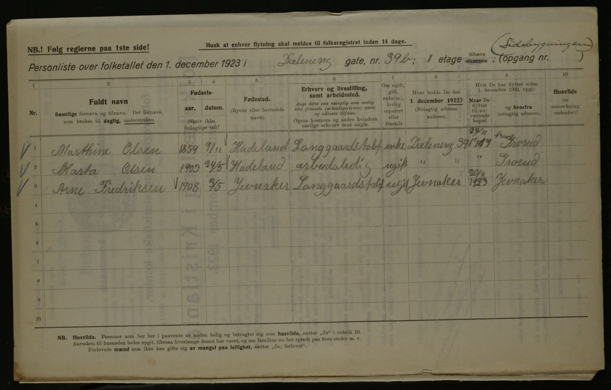 OBA, Municipal Census 1923 for Kristiania, 1923, p. 19979