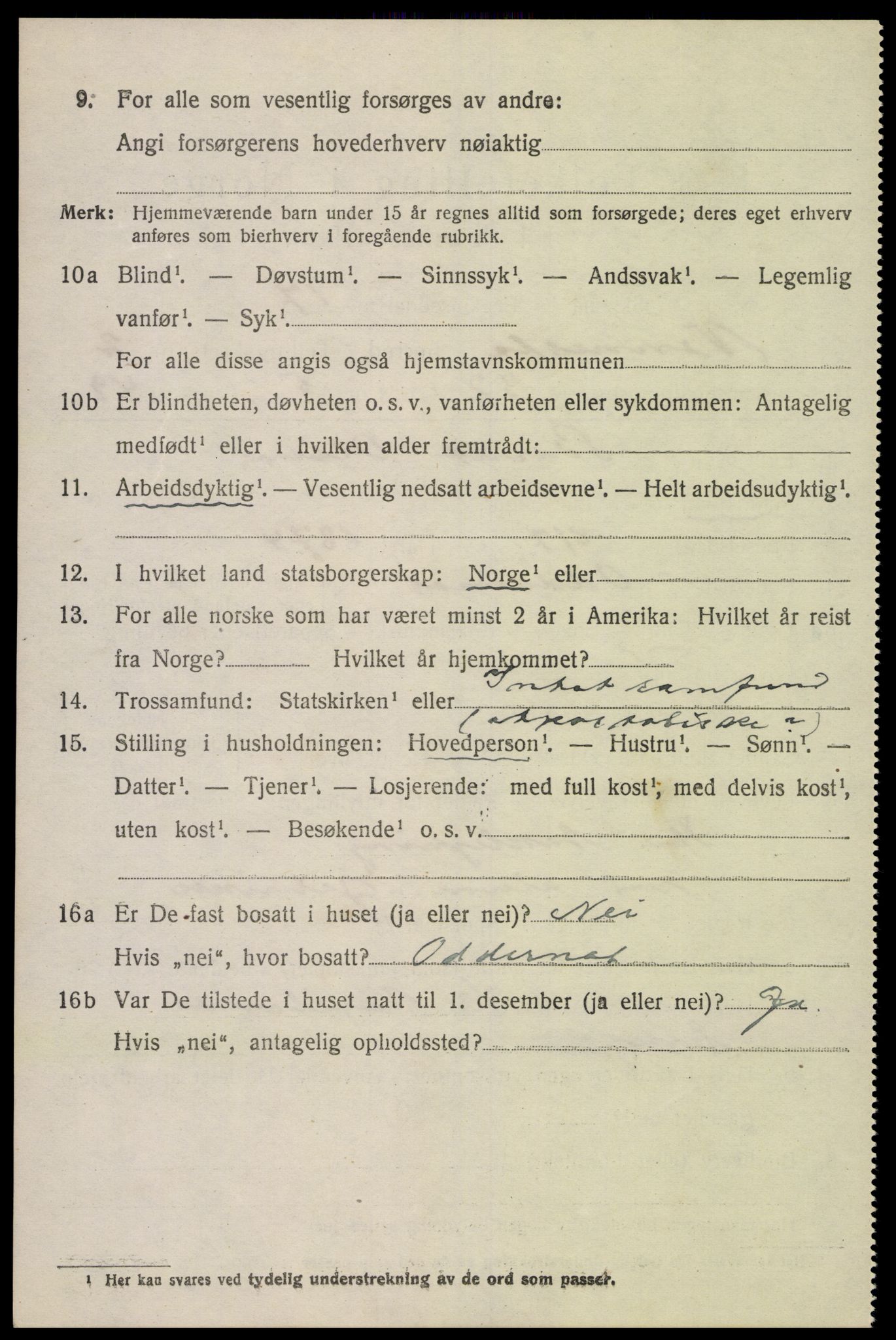 SAK, 1920 census for Vennesla, 1920, p. 1911