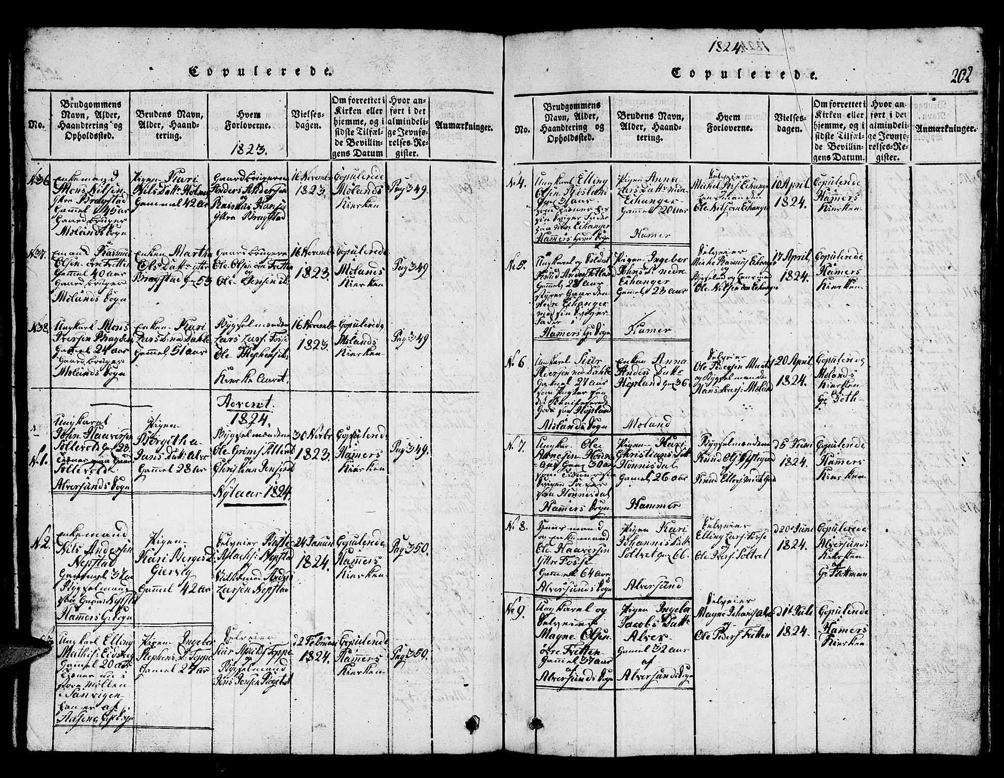 Hamre sokneprestembete, SAB/A-75501/H/Ha/Hab: Parish register (copy) no. A 1, 1816-1826, p. 202