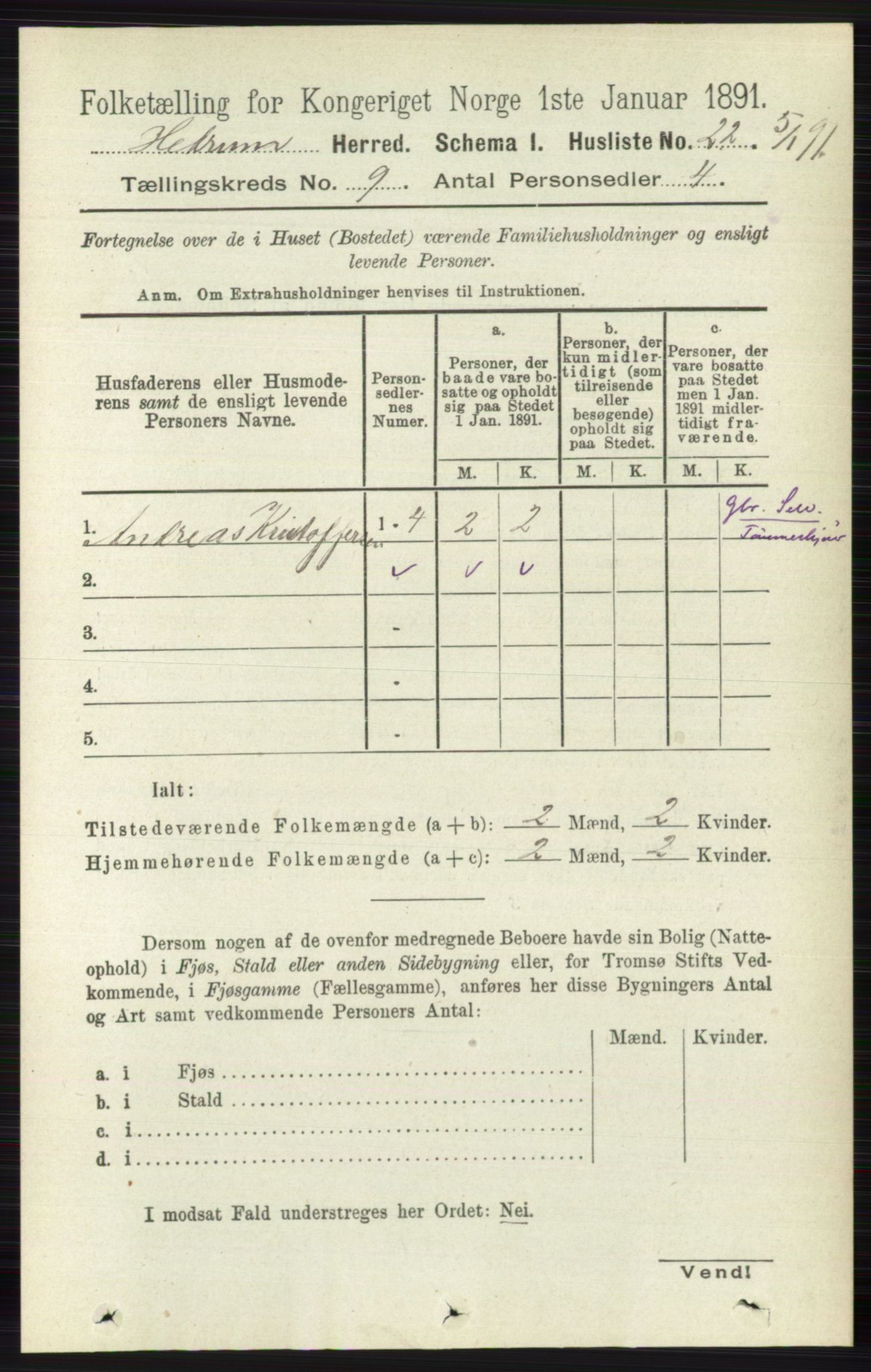 RA, 1891 census for 0727 Hedrum, 1891, p. 3870