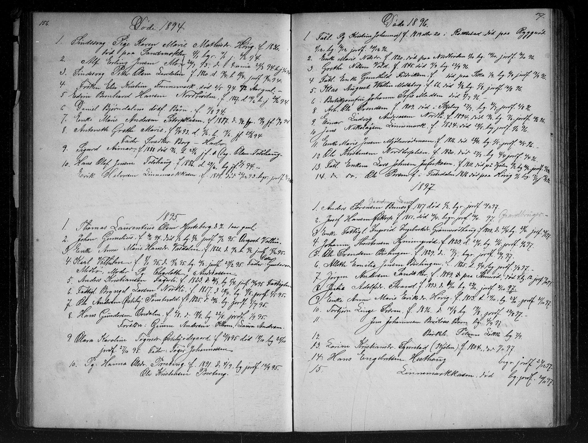 Berg prestekontor Kirkebøker, AV/SAO-A-10902/G/Gc/L0003: Parish register (copy) no. III 3, 1887-1958, p. 156-157