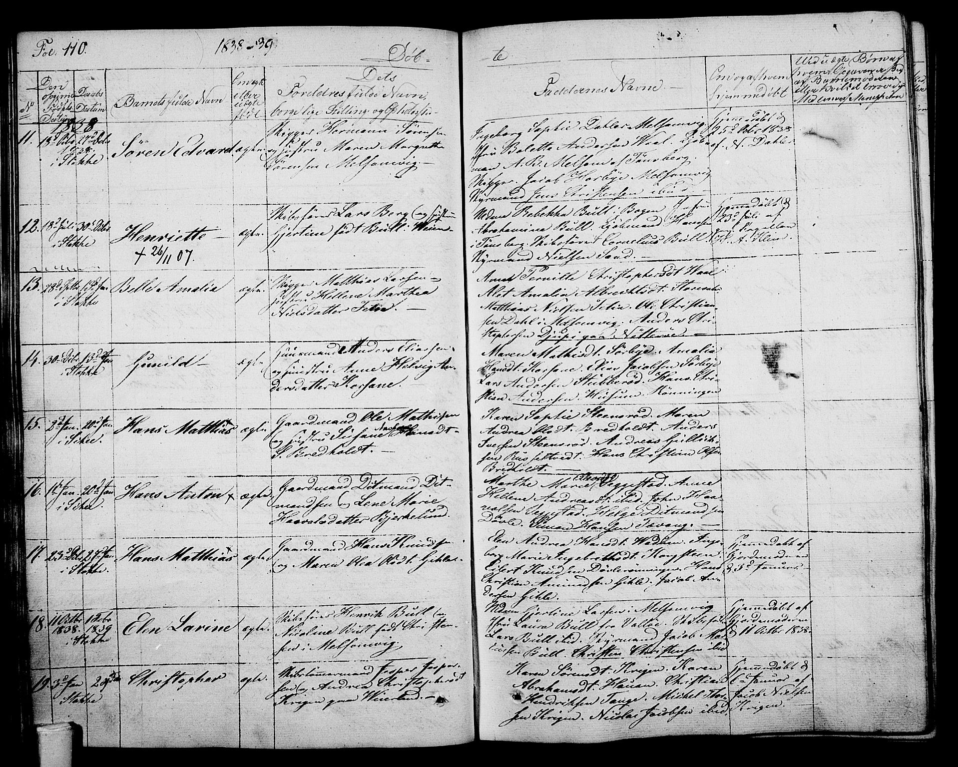 Stokke kirkebøker, SAKO/A-320/F/Fa/L0006: Parish register (official) no. I 6, 1826-1843, p. 110