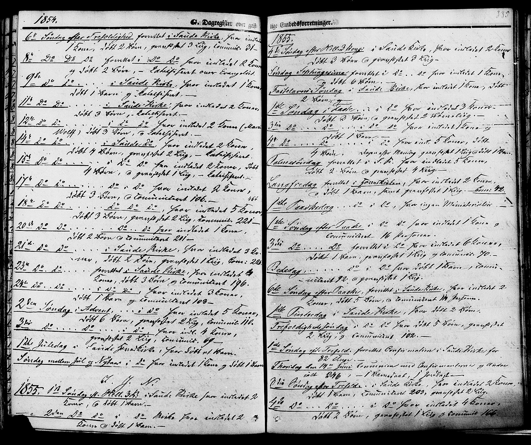 Sauherad kirkebøker, AV/SAKO-A-298/F/Fa/L0007: Parish register (official) no. I 7, 1851-1873, p. 335