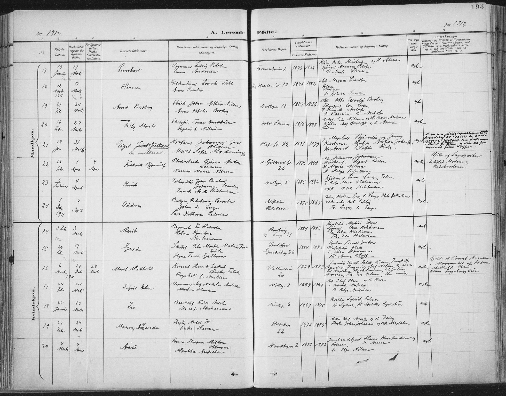 Tønsberg kirkebøker, SAKO/A-330/F/Fa/L0014: Parish register (official) no. I 14, 1900-1913, p. 193