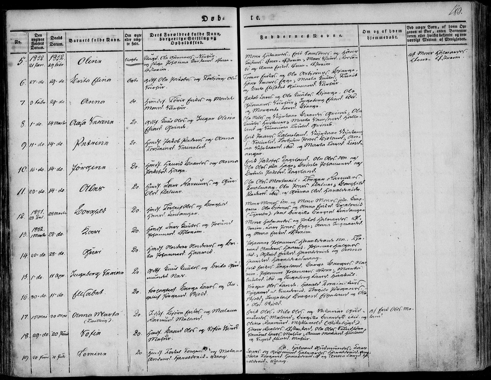 Skjold sokneprestkontor, SAST/A-101847/H/Ha/Haa/L0006: Parish register (official) no. A 6.1, 1835-1858, p. 180