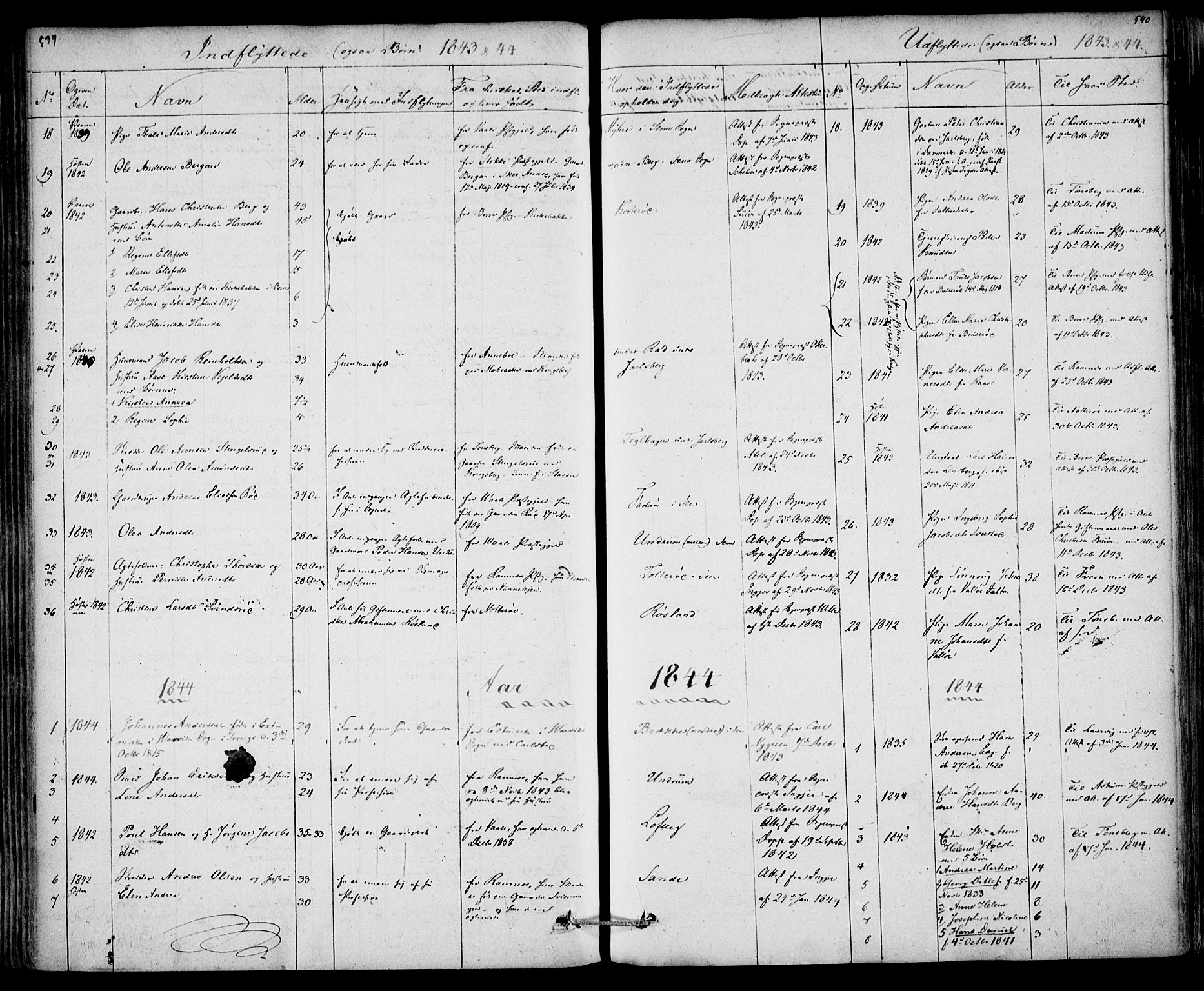 Sem kirkebøker, SAKO/A-5/F/Fa/L0006: Parish register (official) no. I 6, 1843-1855, p. 539-540