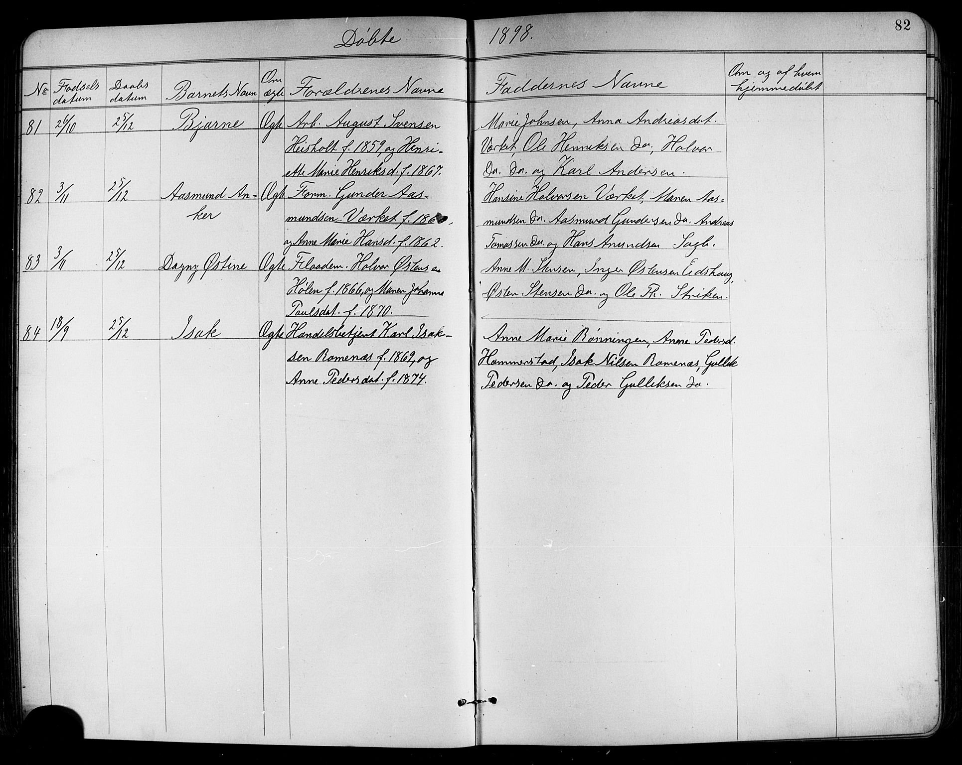 Holla kirkebøker, SAKO/A-272/G/Ga/L0005: Parish register (copy) no. I 5, 1891-1917, p. 82