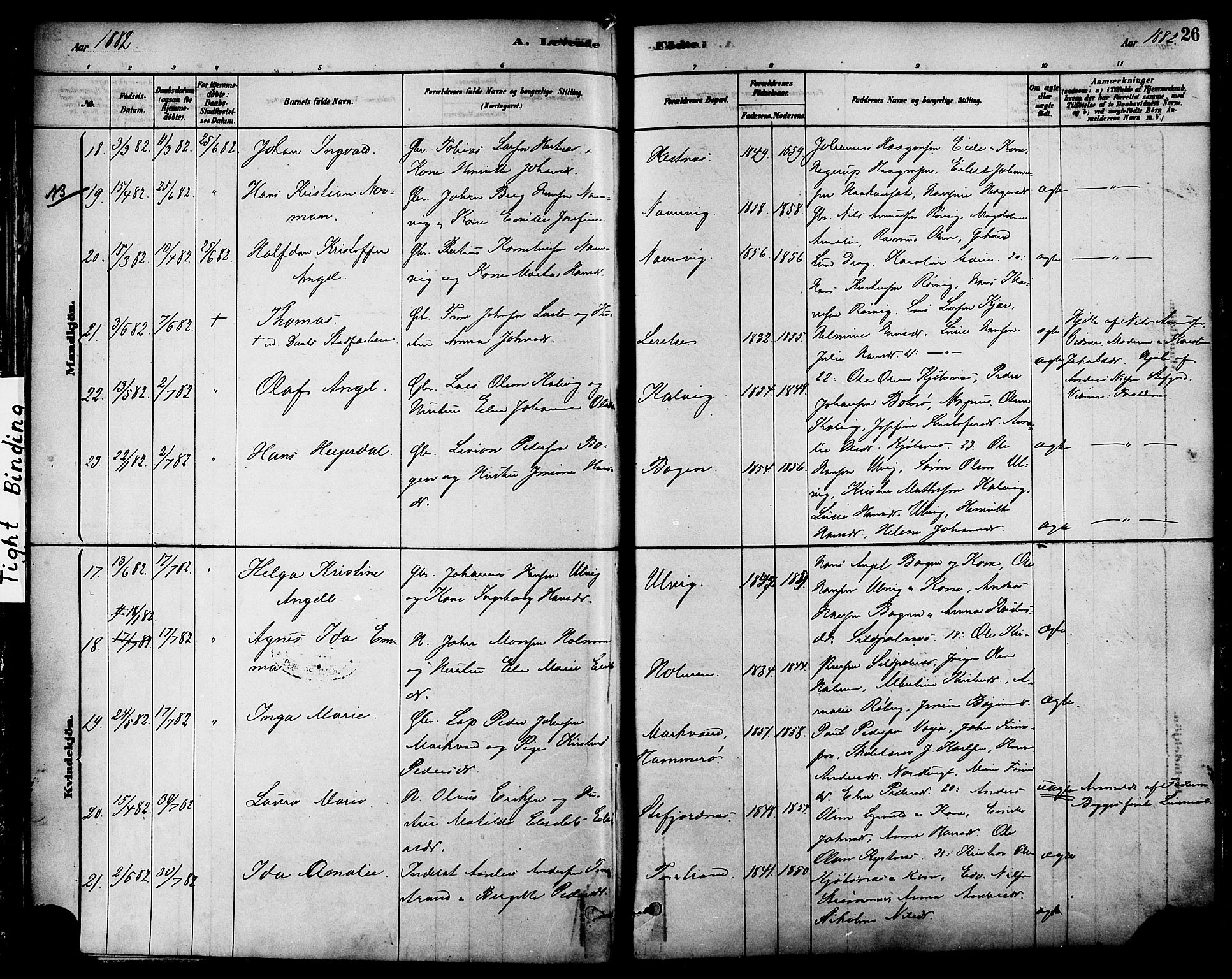 Ministerialprotokoller, klokkerbøker og fødselsregistre - Nordland, AV/SAT-A-1459/861/L0868: Parish register (official) no. 861A03, 1879-1889, p. 26