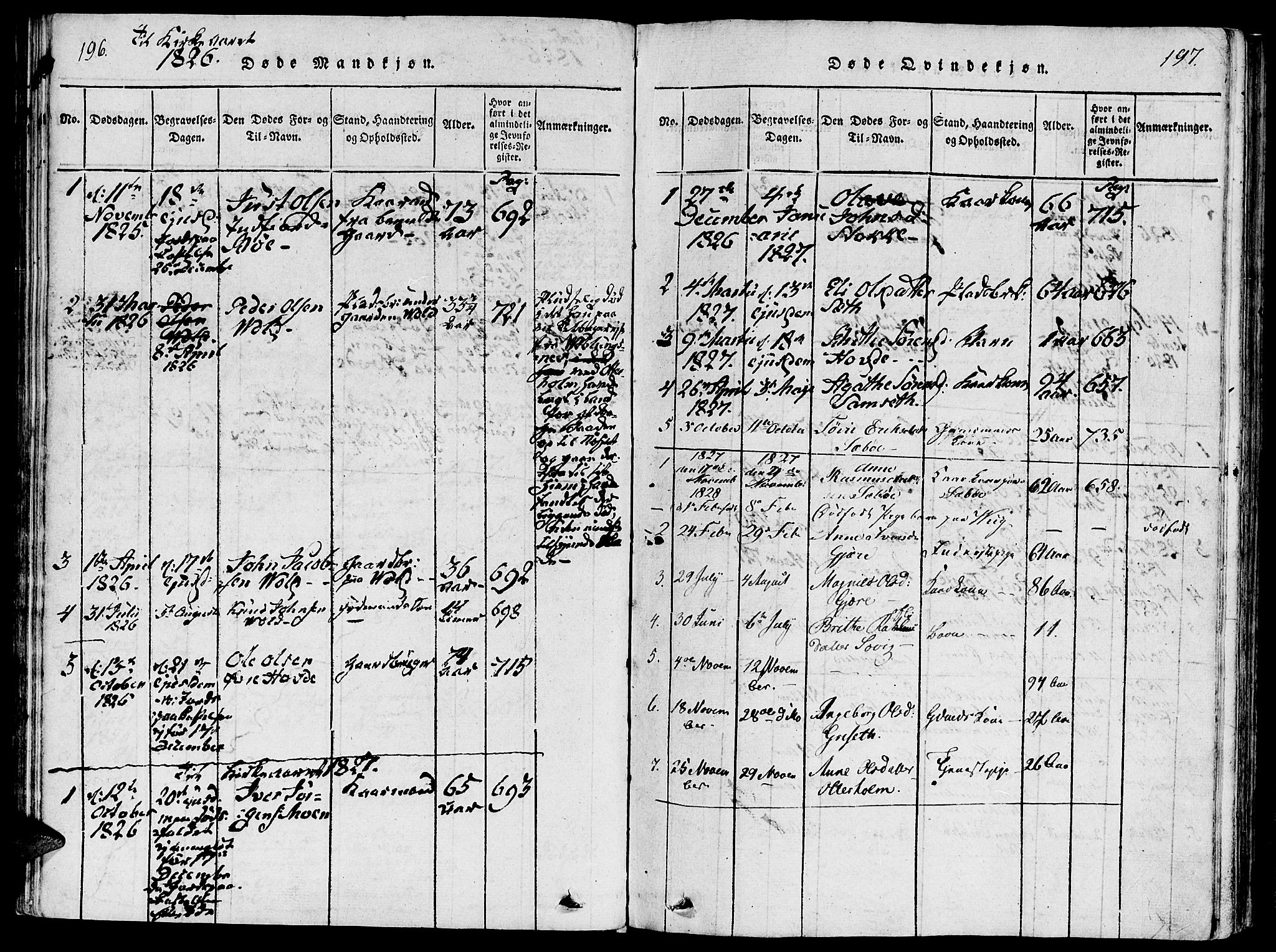 Ministerialprotokoller, klokkerbøker og fødselsregistre - Møre og Romsdal, SAT/A-1454/543/L0561: Parish register (official) no. 543A01, 1818-1853, p. 196-197