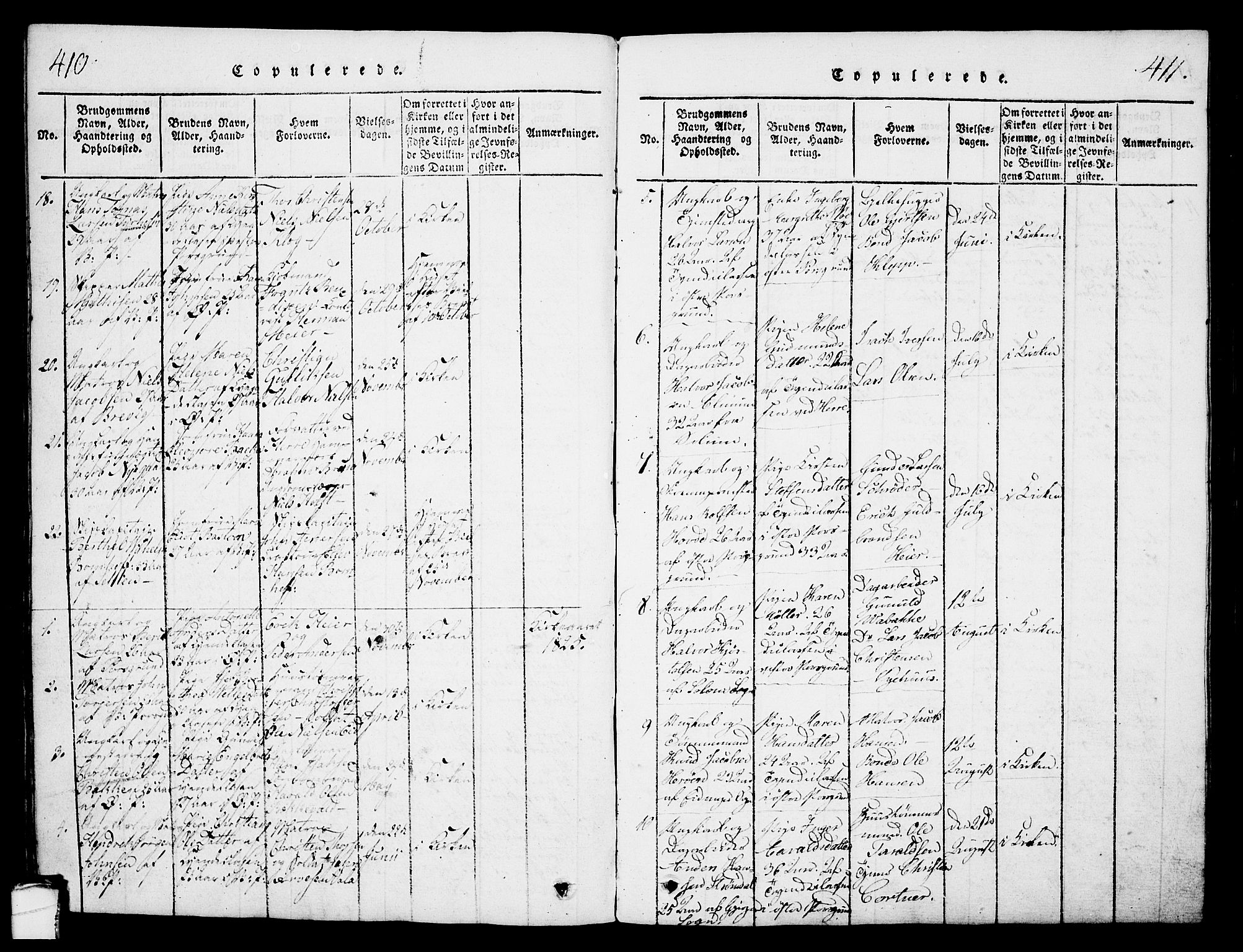 Porsgrunn kirkebøker , SAKO/A-104/G/Gb/L0001: Parish register (copy) no. II 1, 1817-1828, p. 410-411