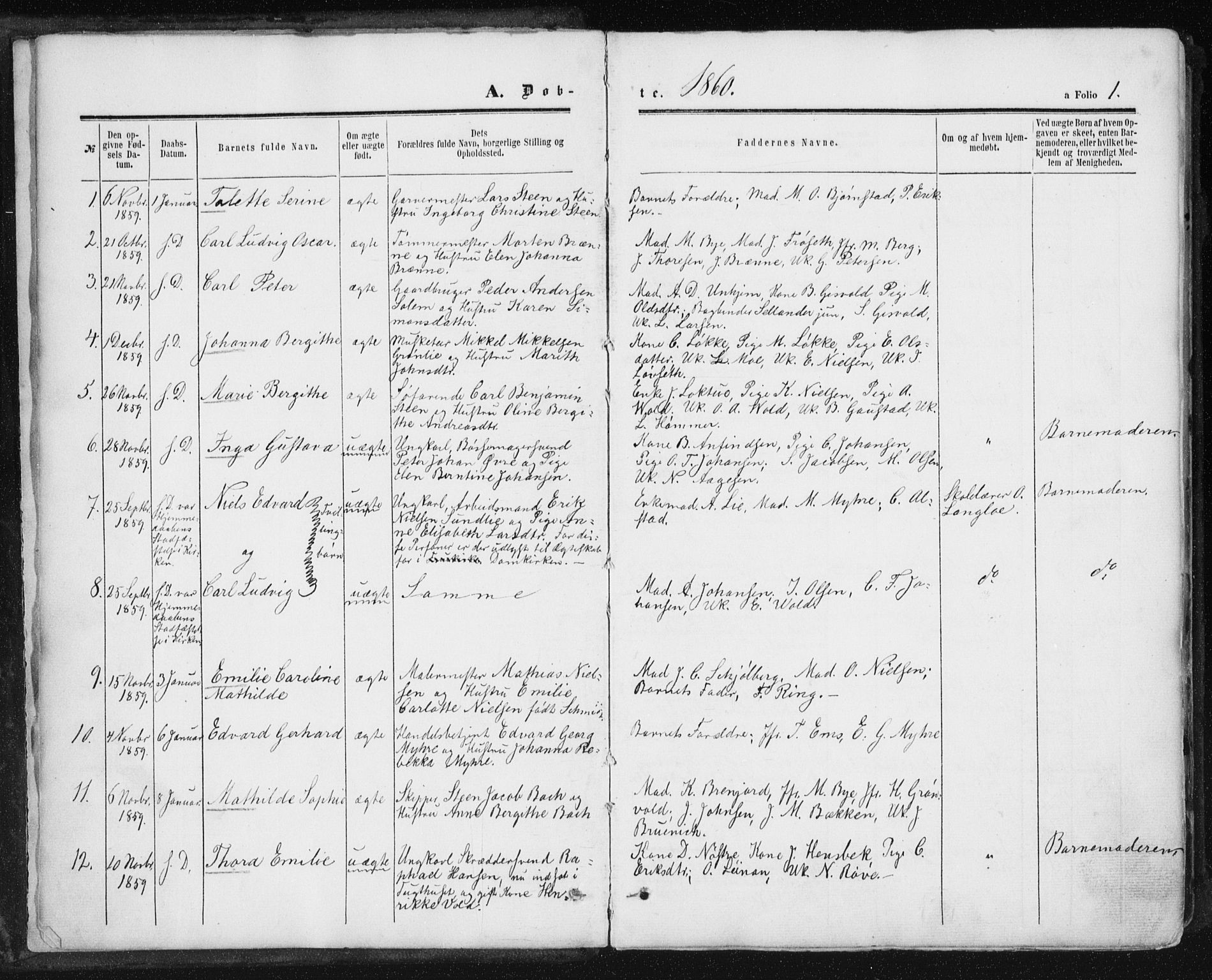 Ministerialprotokoller, klokkerbøker og fødselsregistre - Sør-Trøndelag, SAT/A-1456/602/L0115: Parish register (official) no. 602A13, 1860-1872, p. 1