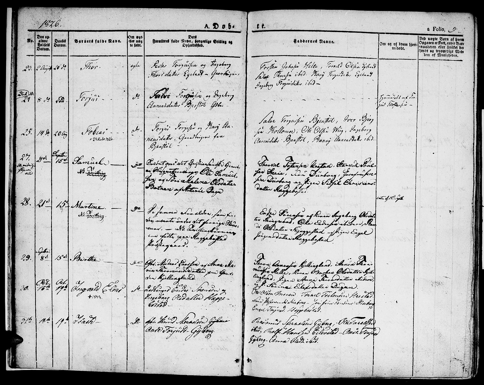 Hægebostad sokneprestkontor, SAK/1111-0024/F/Fa/Faa/L0003: Parish register (official) no. A 3 /1, 1825-1834, p. 9