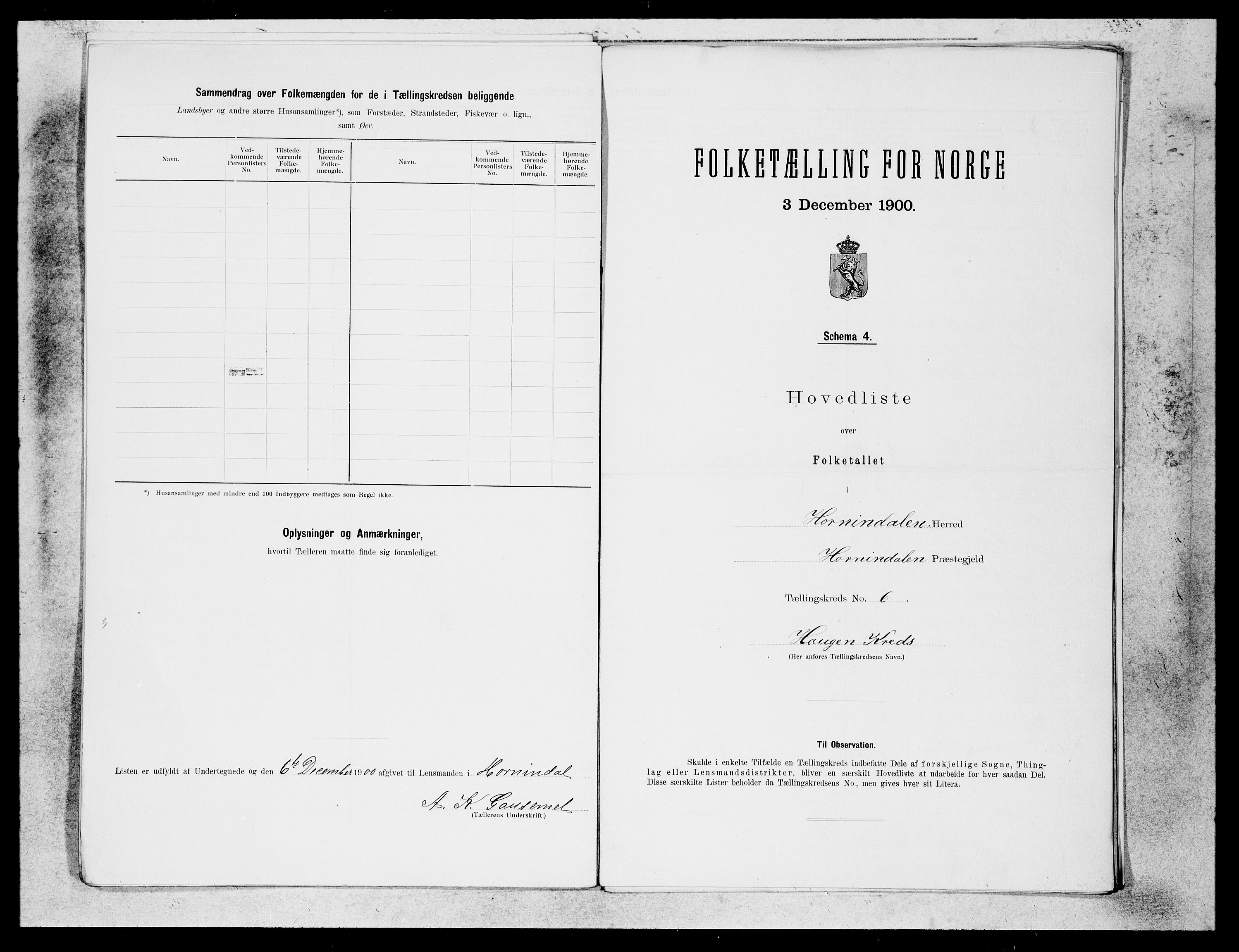 SAB, 1900 census for Hornindal, 1900, p. 11