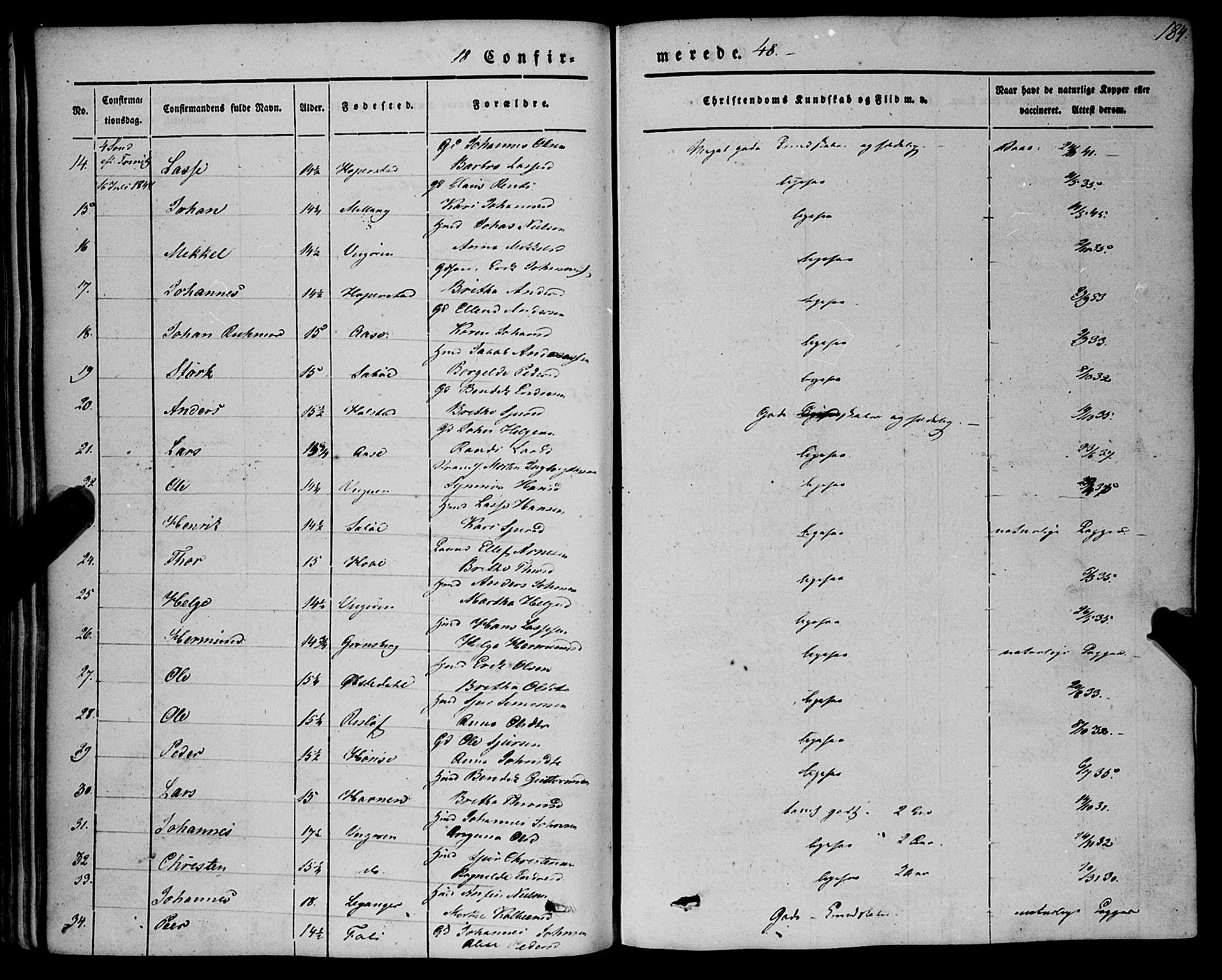 Vik sokneprestembete, AV/SAB-A-81501/H/Haa/Haaa/L0008: Parish register (official) no. A 8, 1846-1865, p. 184