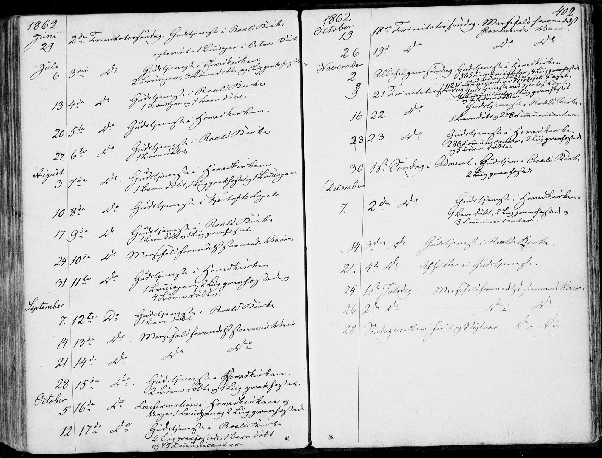 Ministerialprotokoller, klokkerbøker og fødselsregistre - Møre og Romsdal, SAT/A-1454/536/L0497: Parish register (official) no. 536A06, 1845-1865, p. 402