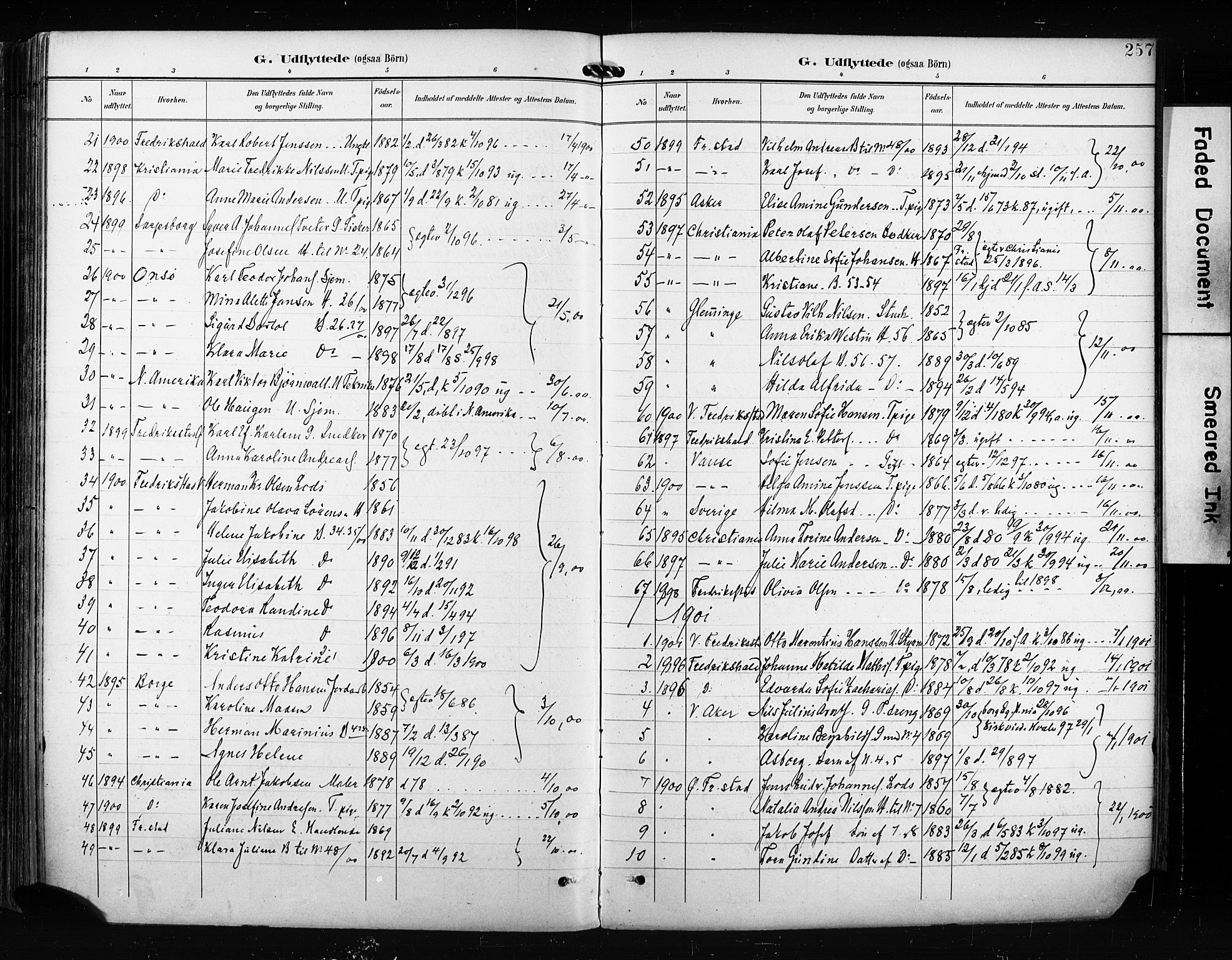 Hvaler prestekontor Kirkebøker, SAO/A-2001/F/Fa/L0009: Parish register (official) no. I 9, 1895-1906, p. 257