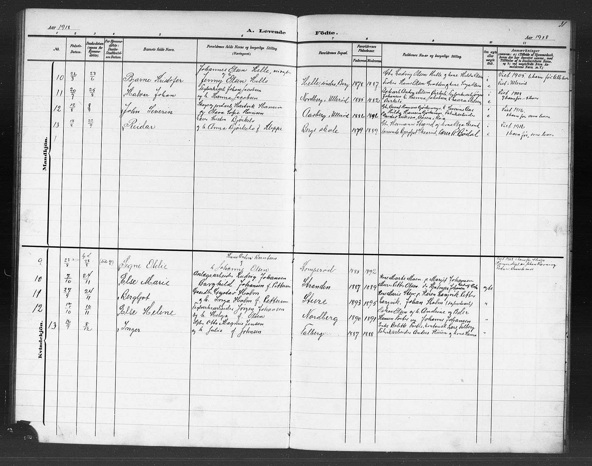 Skjeberg prestekontor Kirkebøker, SAO/A-10923/G/Gb/L0001: Parish register (copy) no. II 1, 1901-1919, p. 31