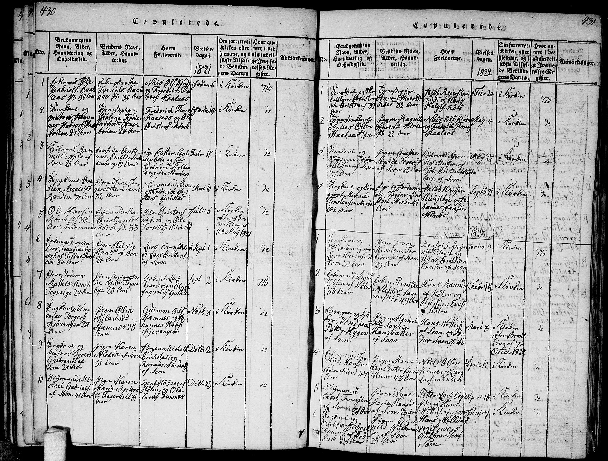 Vestby prestekontor Kirkebøker, SAO/A-10893/F/Fa/L0005: Parish register (official) no. I 5, 1814-1827, p. 430-431