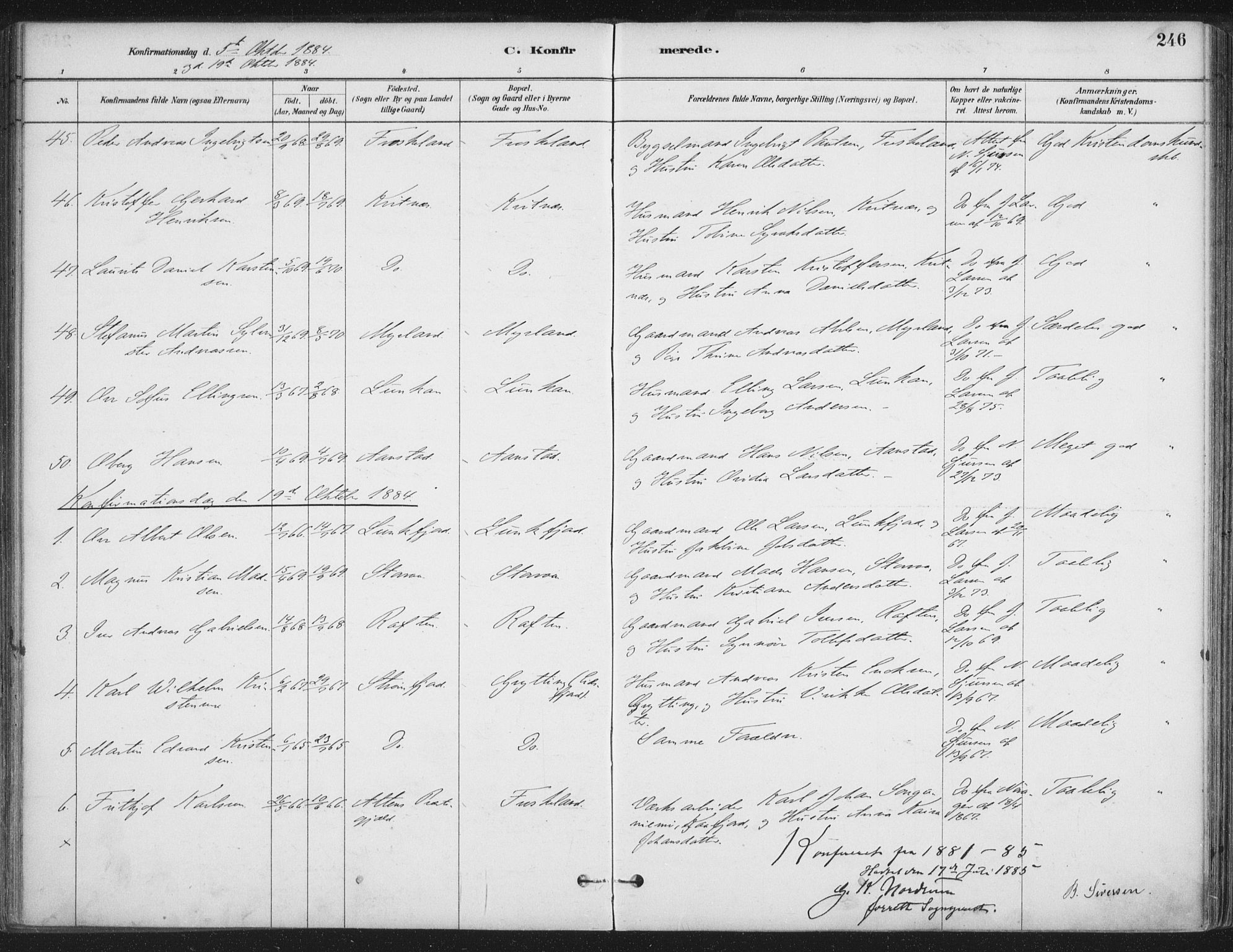 Ministerialprotokoller, klokkerbøker og fødselsregistre - Nordland, SAT/A-1459/888/L1244: Parish register (official) no. 888A10, 1880-1890, p. 246