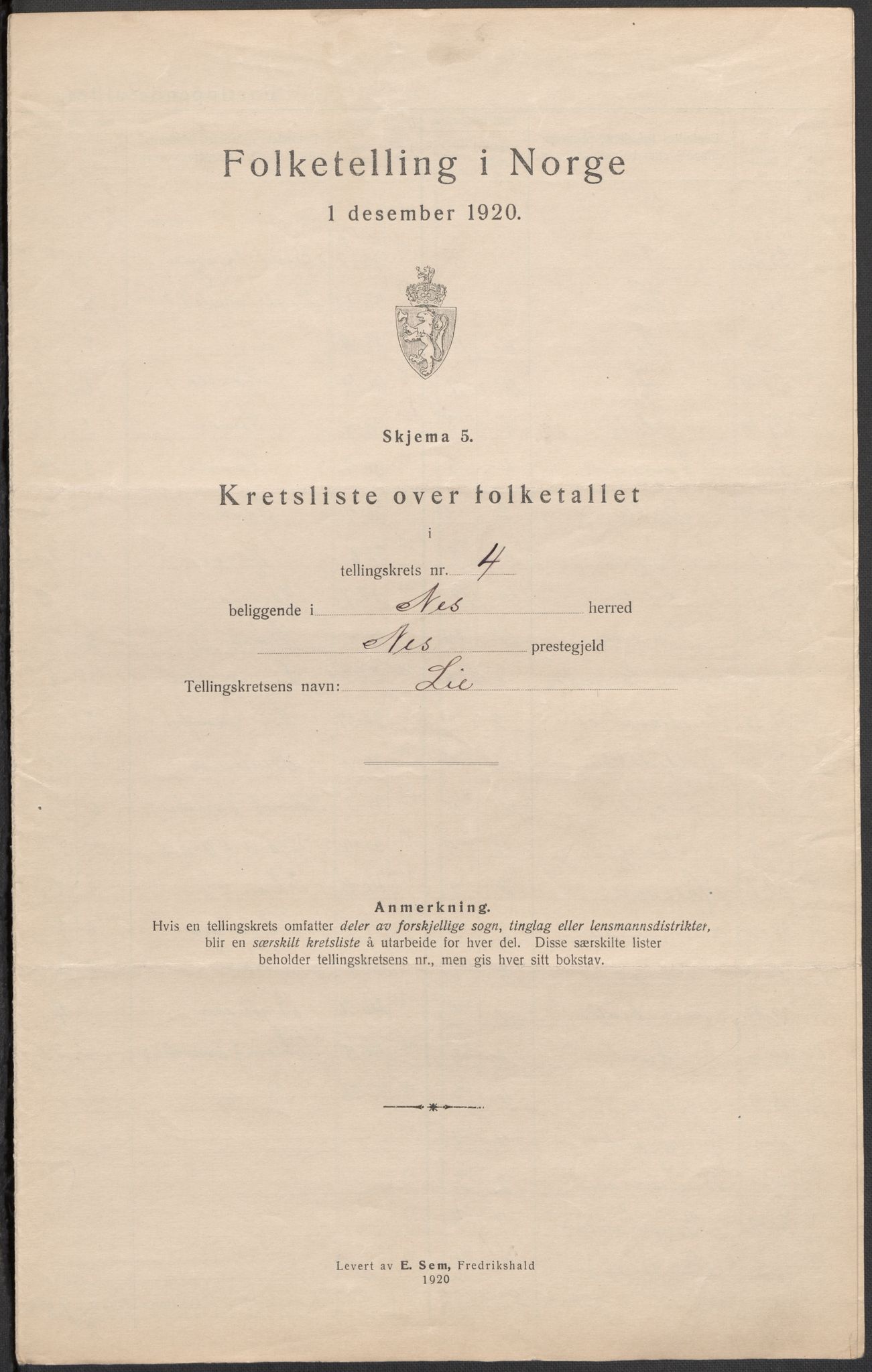 SAKO, 1920 census for Nes (Buskerud), 1920, p. 15