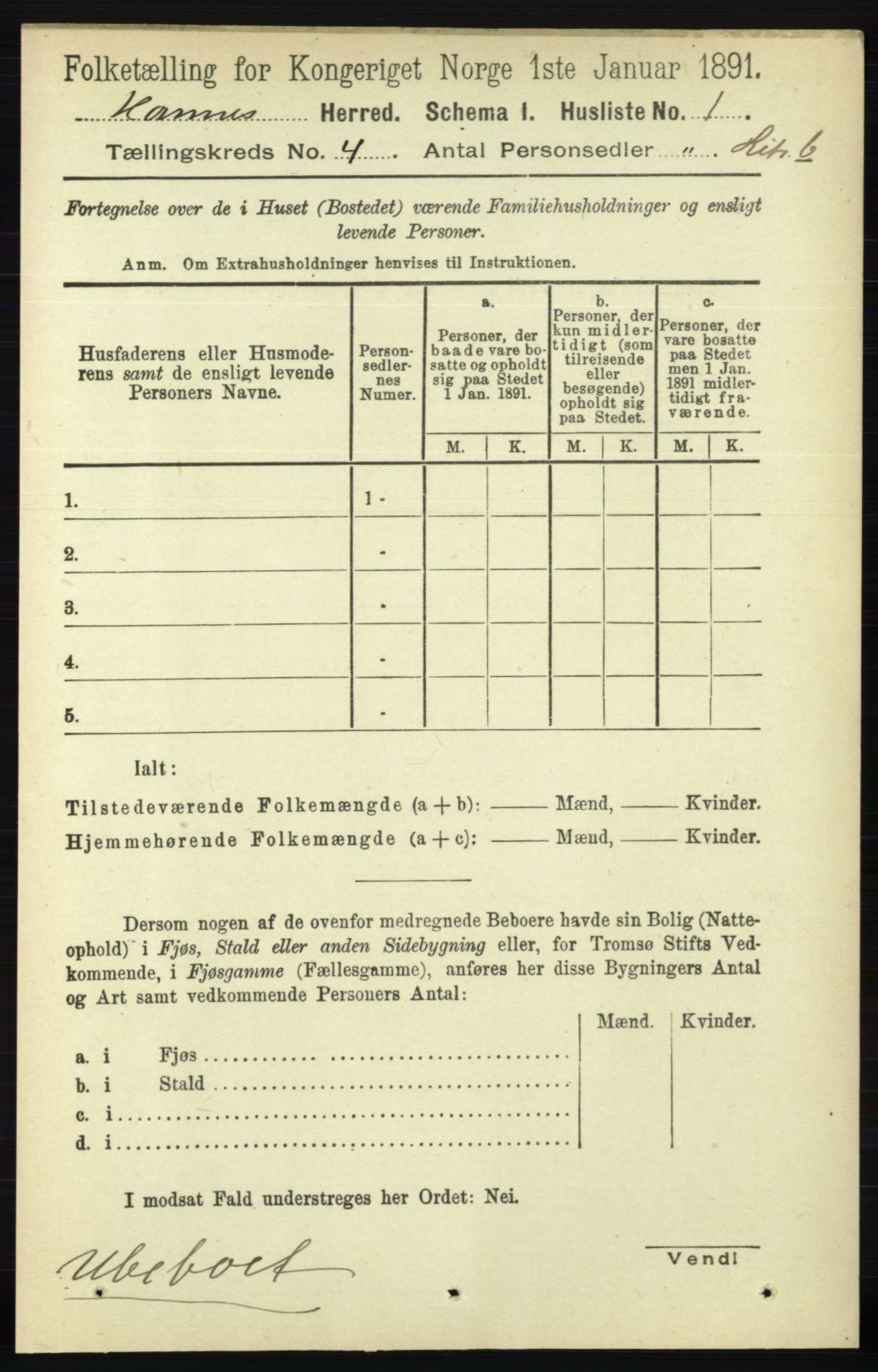 RA, 1891 census for 0936 Hornnes, 1891, p. 1013