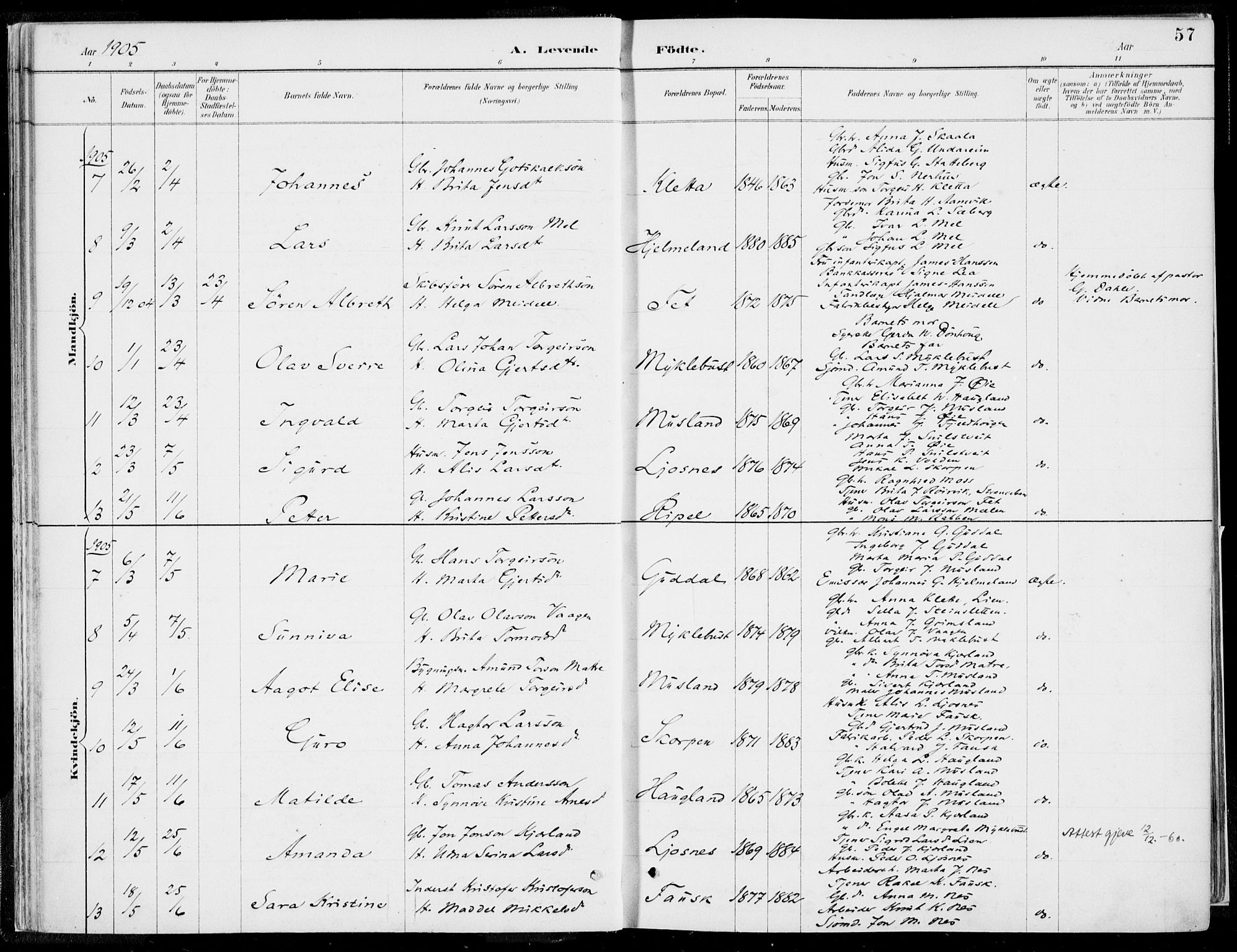 Kvinnherad sokneprestembete, SAB/A-76401/H/Haa: Parish register (official) no. B  1, 1887-1921, p. 57