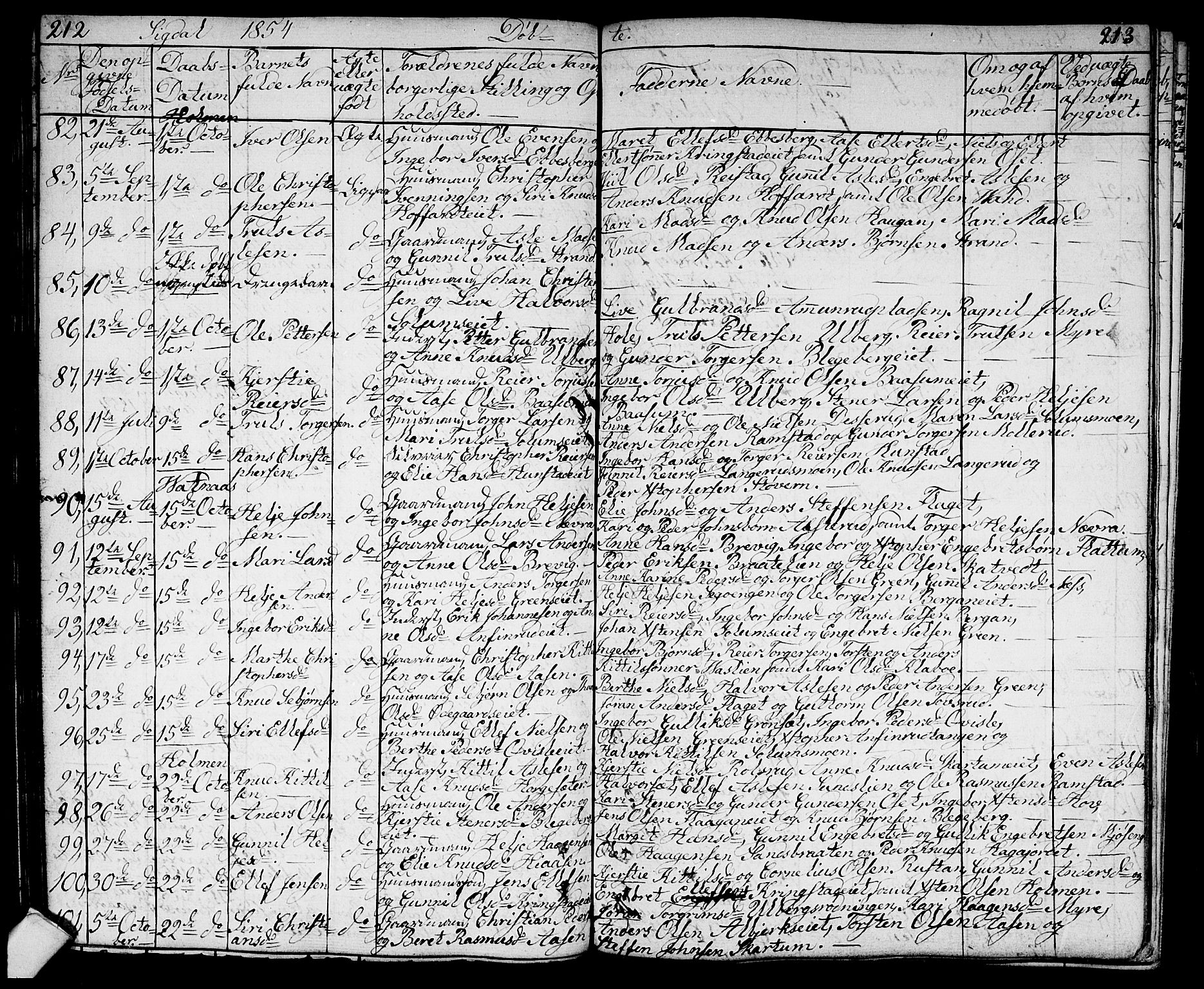 Sigdal kirkebøker, AV/SAKO-A-245/G/Ga/L0002: Parish register (copy) no. I 2, 1835-1856, p. 212-213