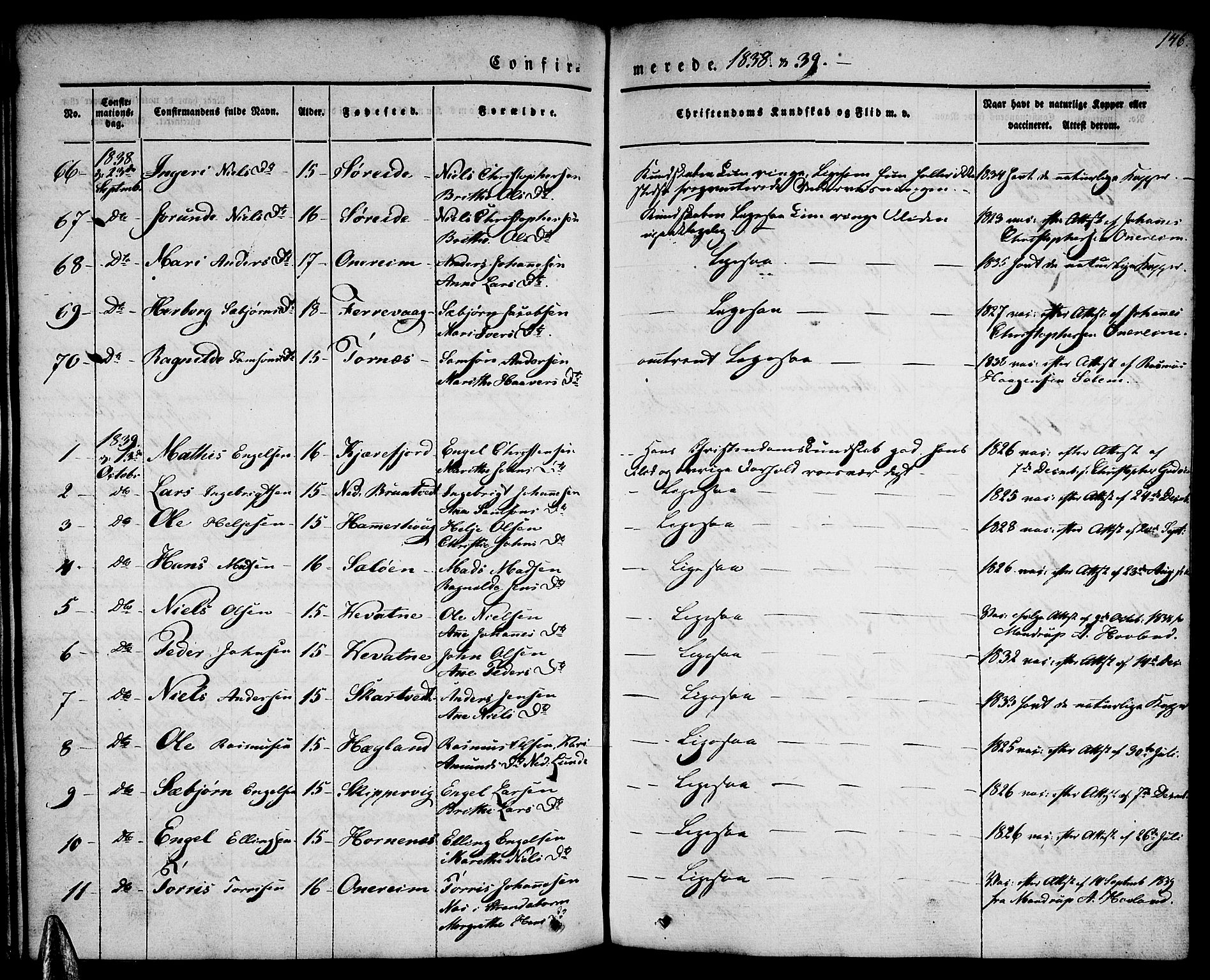 Tysnes sokneprestembete, AV/SAB-A-78601/H/Haa: Parish register (official) no. A 9, 1837-1848, p. 146