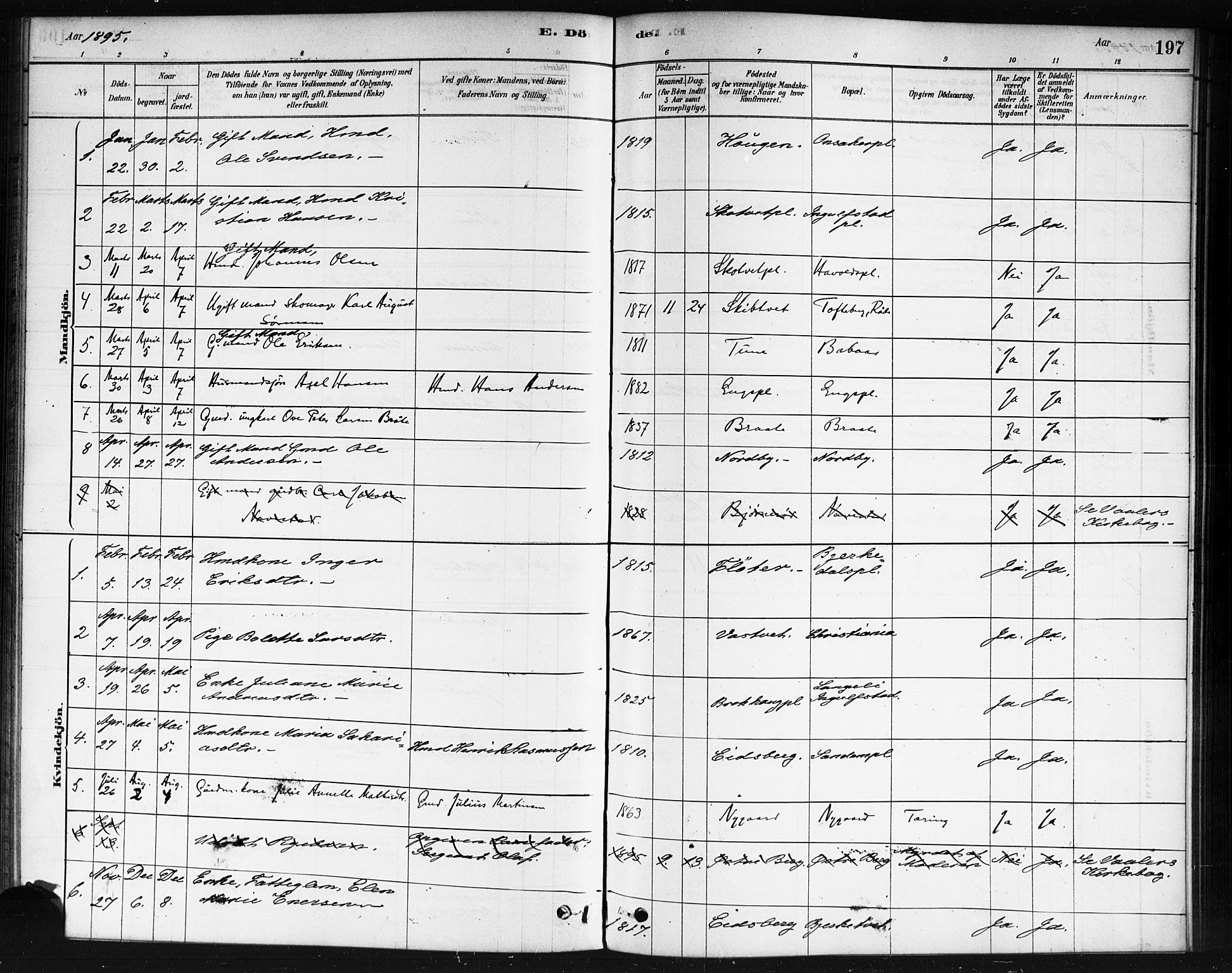 Våler prestekontor Kirkebøker, AV/SAO-A-11083/F/Fb/L0001: Parish register (official) no. II 1, 1878-1896, p. 197